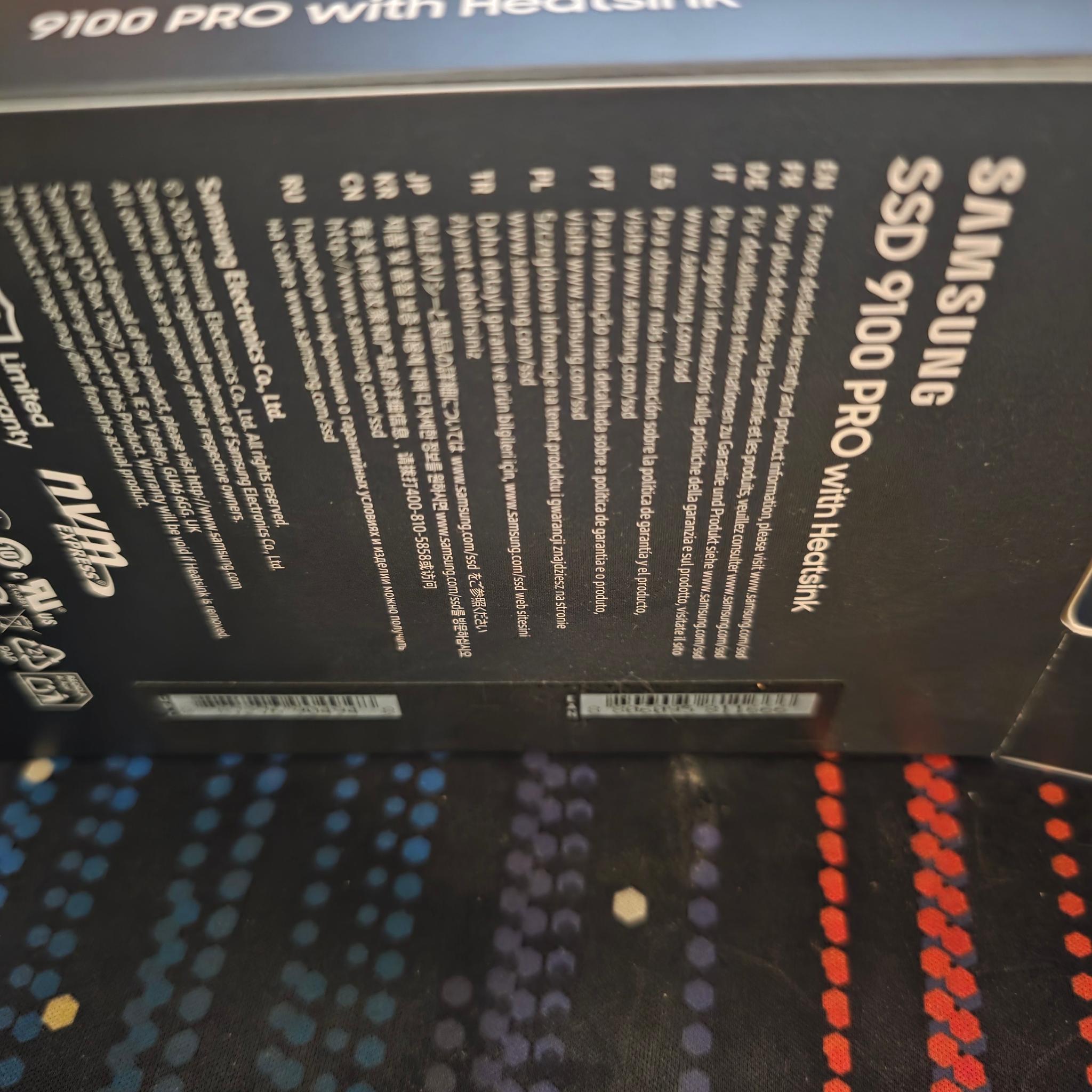 Samsung 9100 Pro 2tb with Heatsink. New Unopened