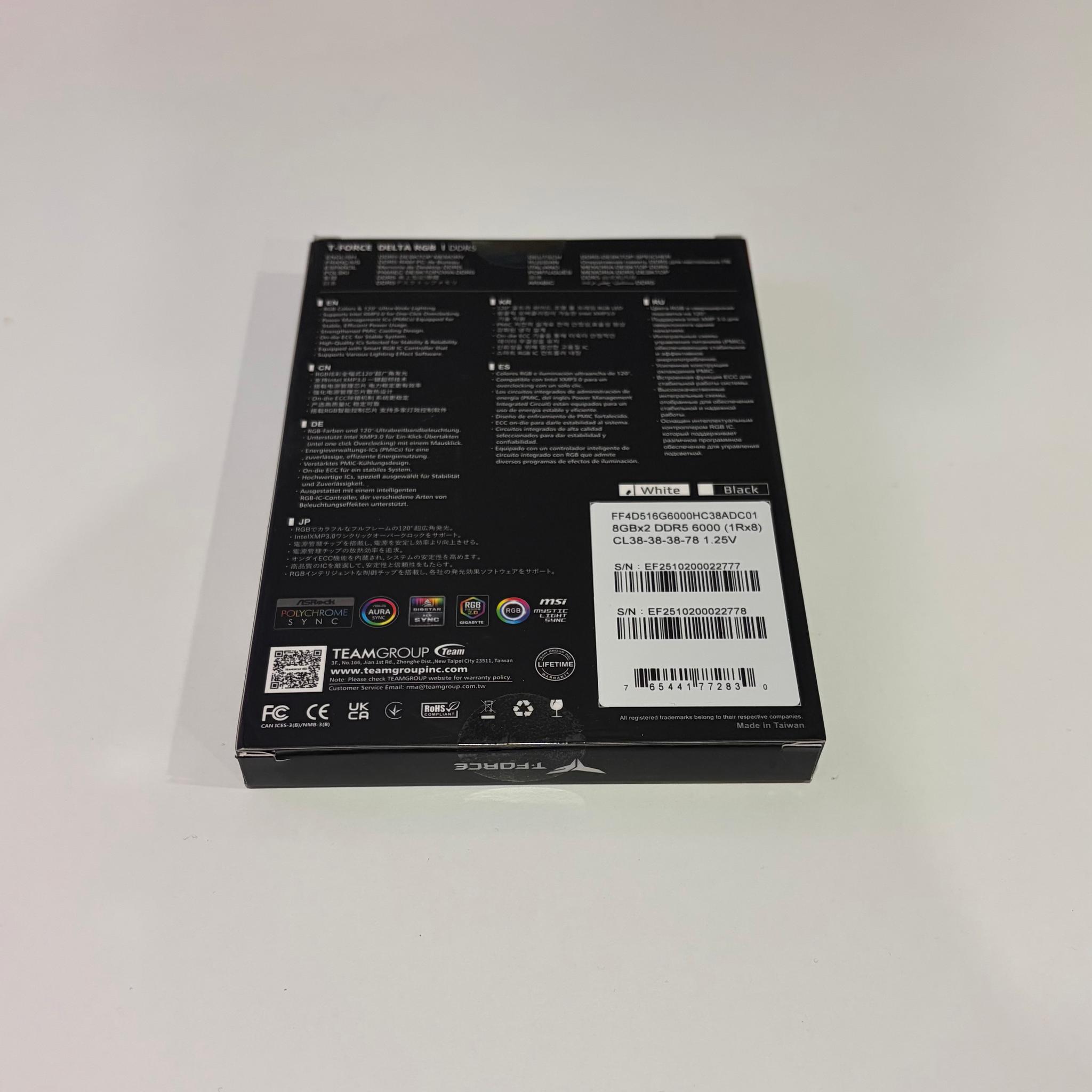 Team Group 16GB (2 x 8GB) 288-Pin PC RAM DDR5 6000 White