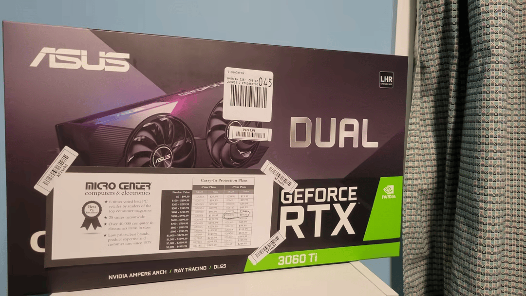 BNIB Asus RTX 3060 Ti LHR 8GB GDDR6 Dual OC GPU