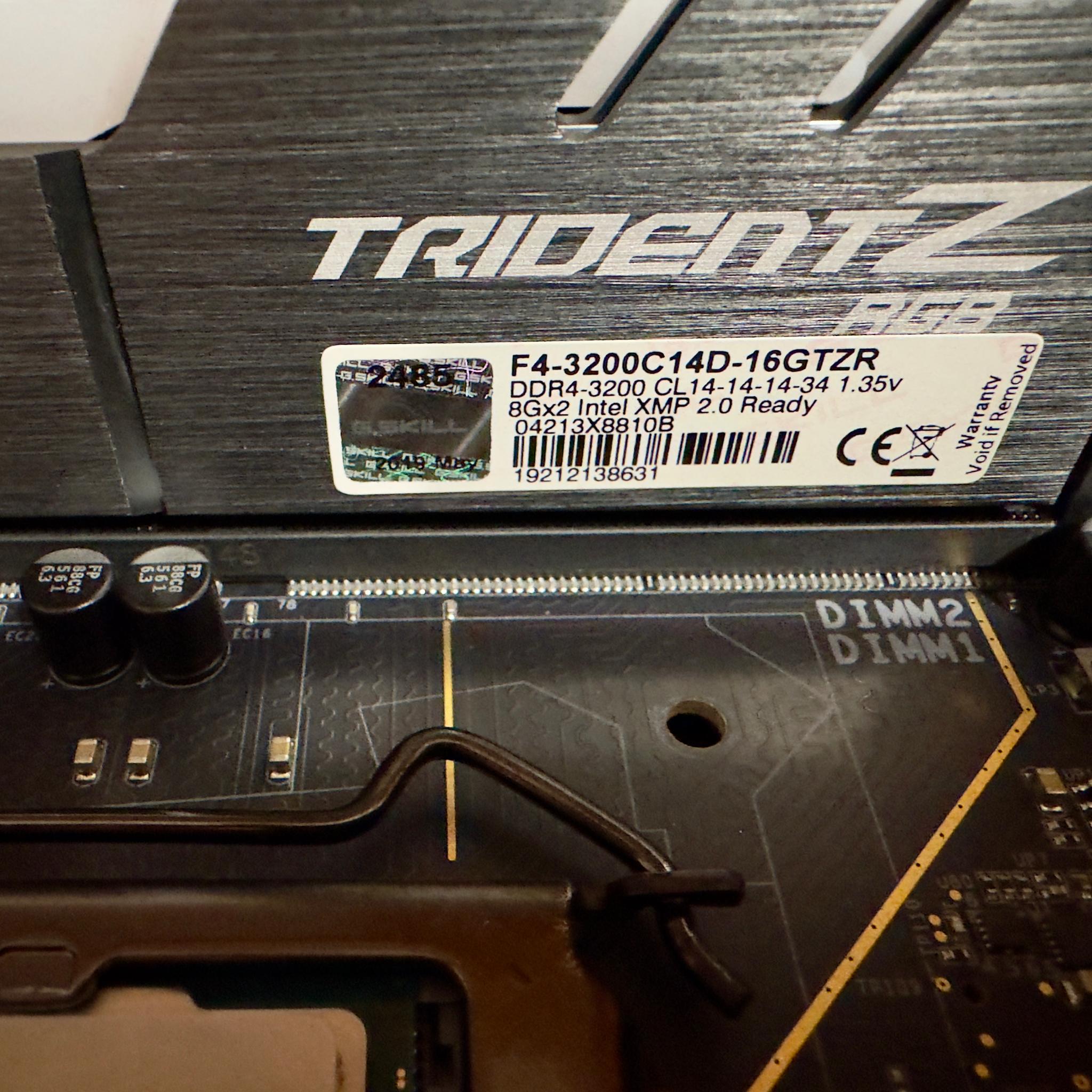 EVGA z390 dark with intel 9700k and G.skill tridentZ 16gb (2x8gb) 3200 CL14 ram