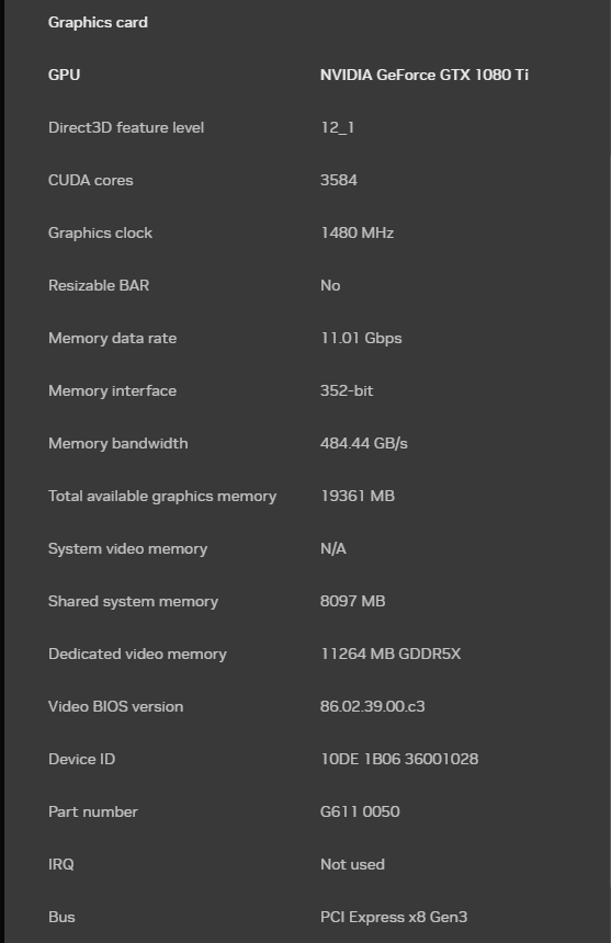 Dell Nvidia GTX 1080 TI - 11GB