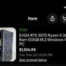 EVGA TX 3070 Ryzen 5 3600 16GB Ram 512GB M.2 Windows 10 Gaming PC