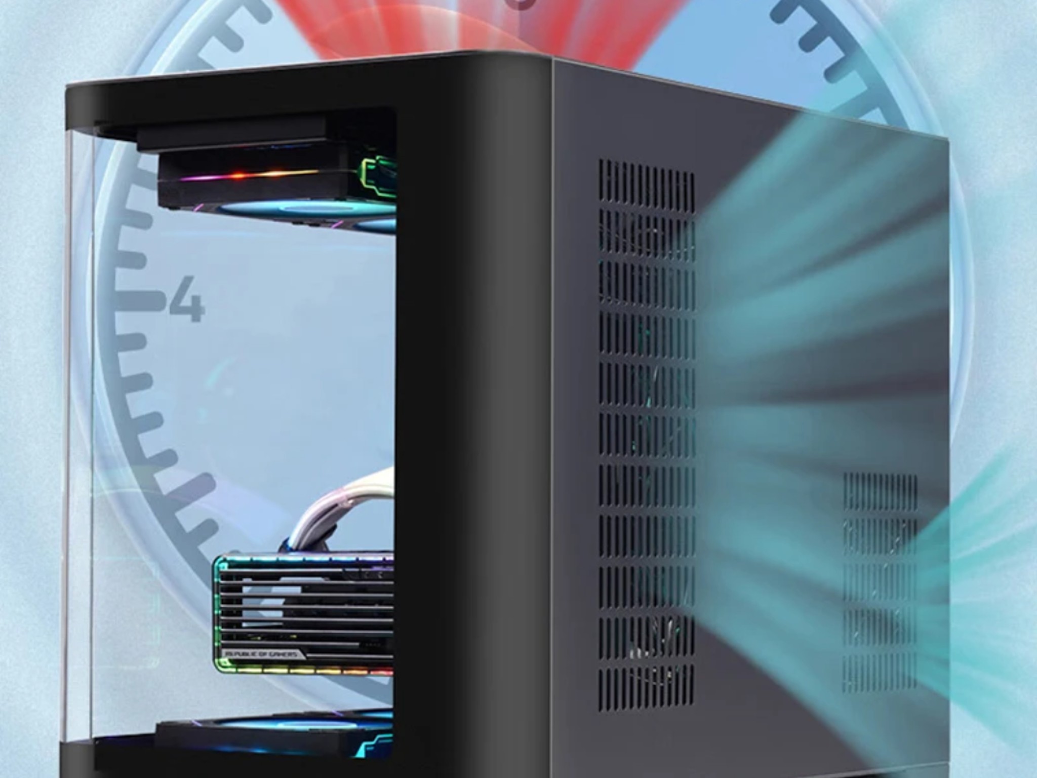 Black Tempered Glass ARGB Fish Tank MATX PC Case