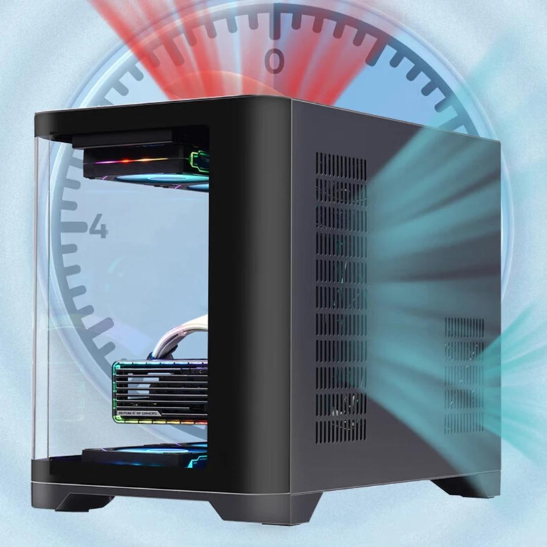 Black Tempered Glass ARGB Fish Tank MATX PC Case