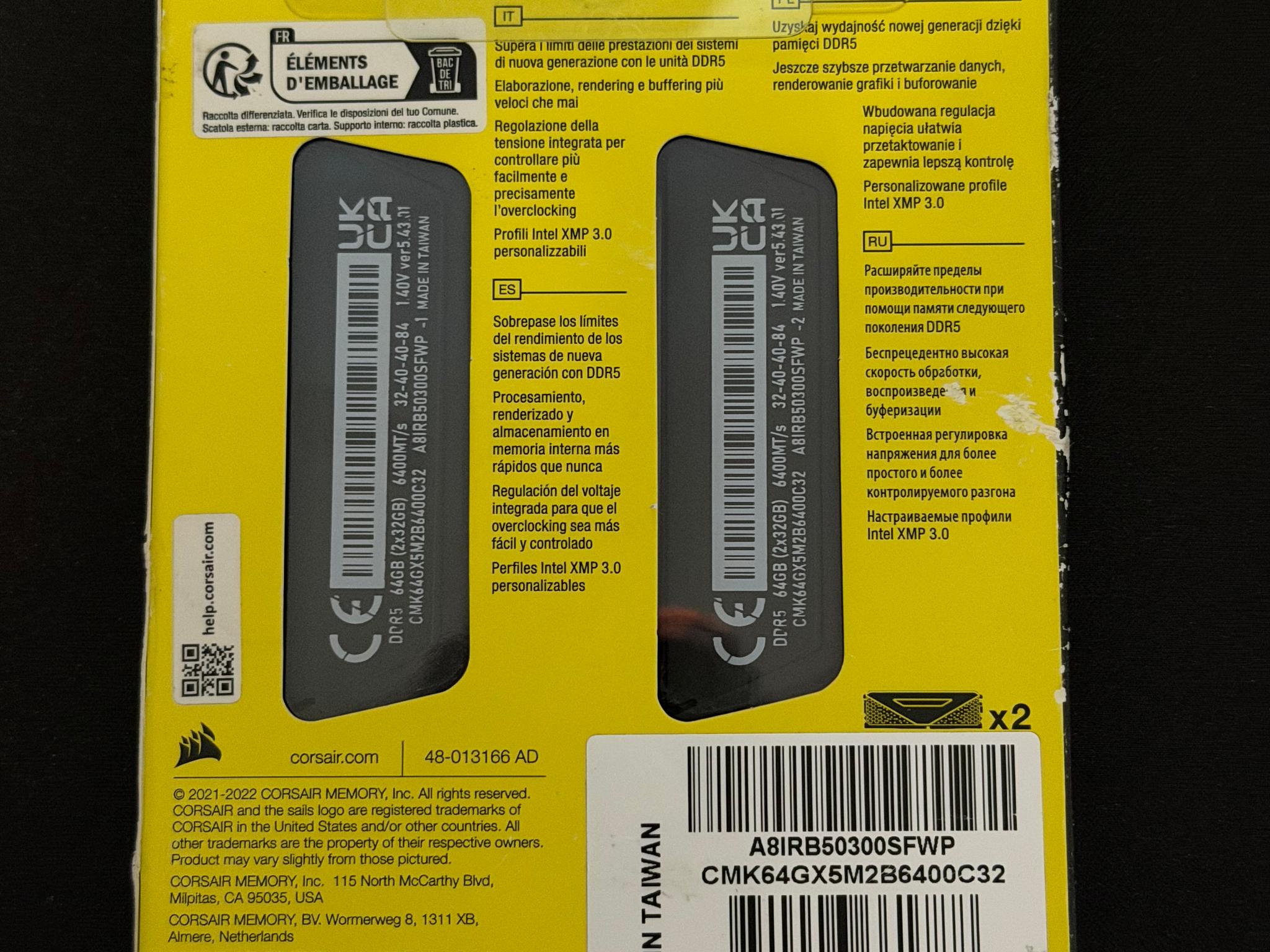 Corsair Vengeance DDR5 64GB (2x32GB) 6400MHz