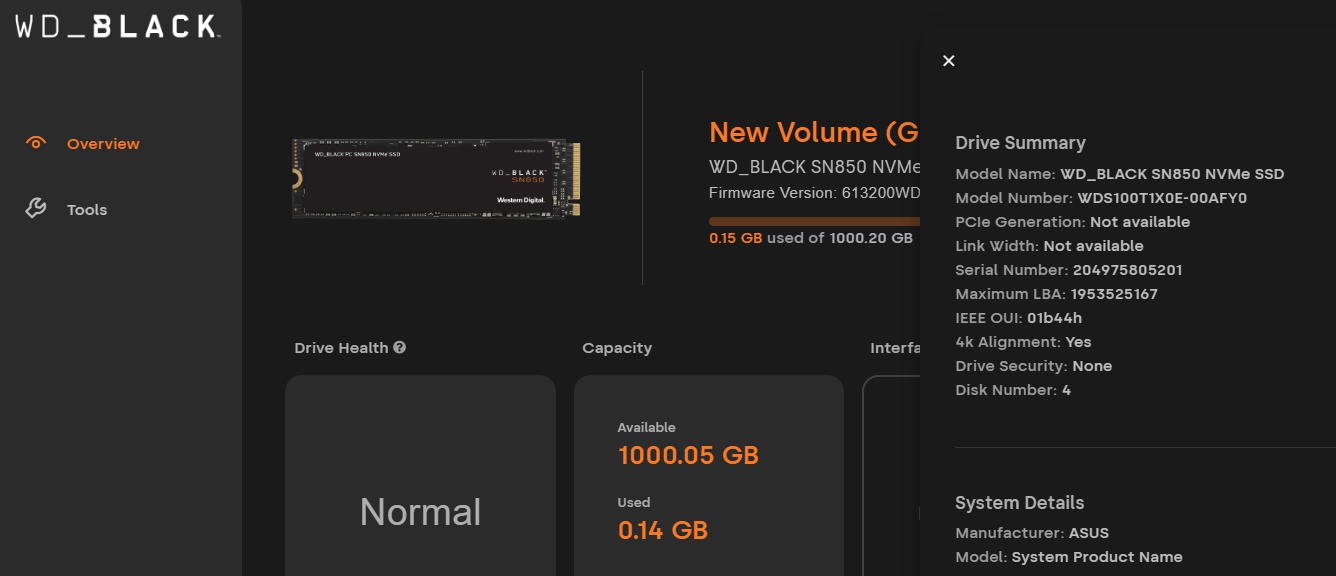 WD_Black SN850 1TB Gen 4 NVMe - used, excellent condition