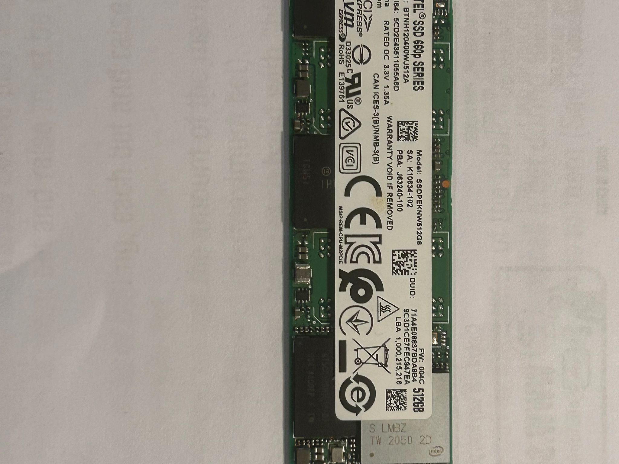 512GB Intel 660p NVMe PCIe 3.0 SSD