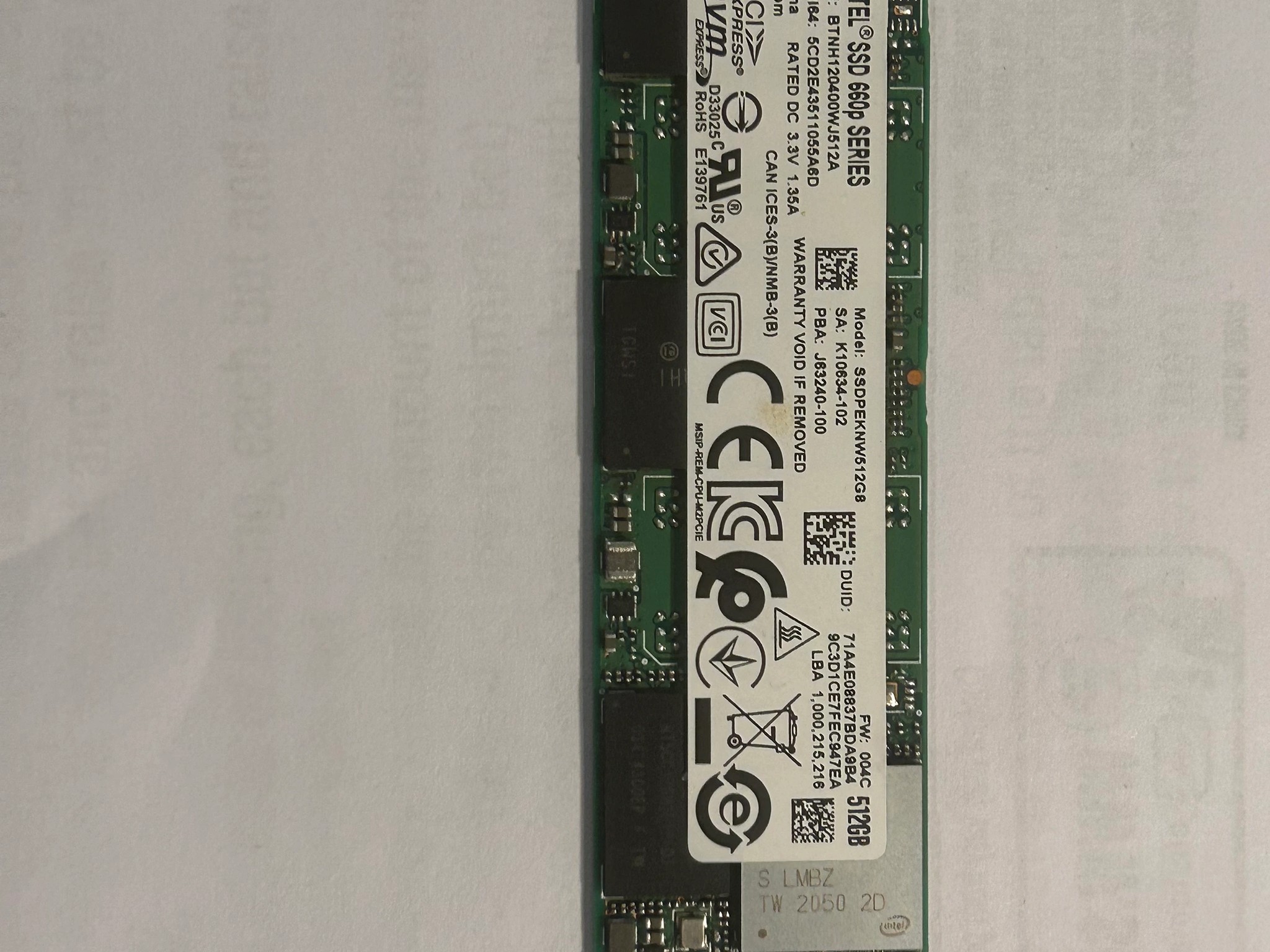 512GB Intel 660p NVMe PCIe 3.0 SSD