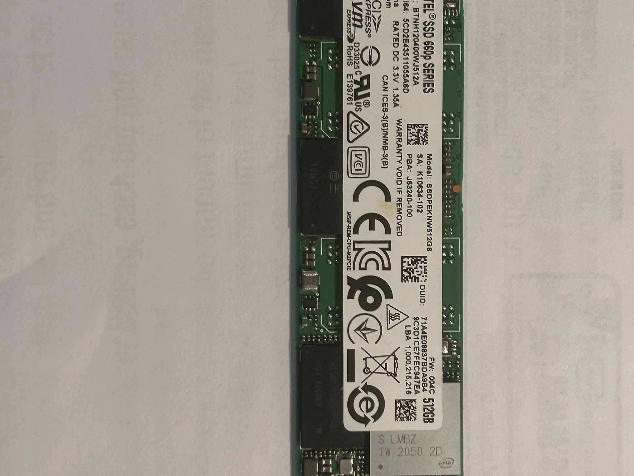 512GB Intel 660p NVMe PCIe 3.0 SSD