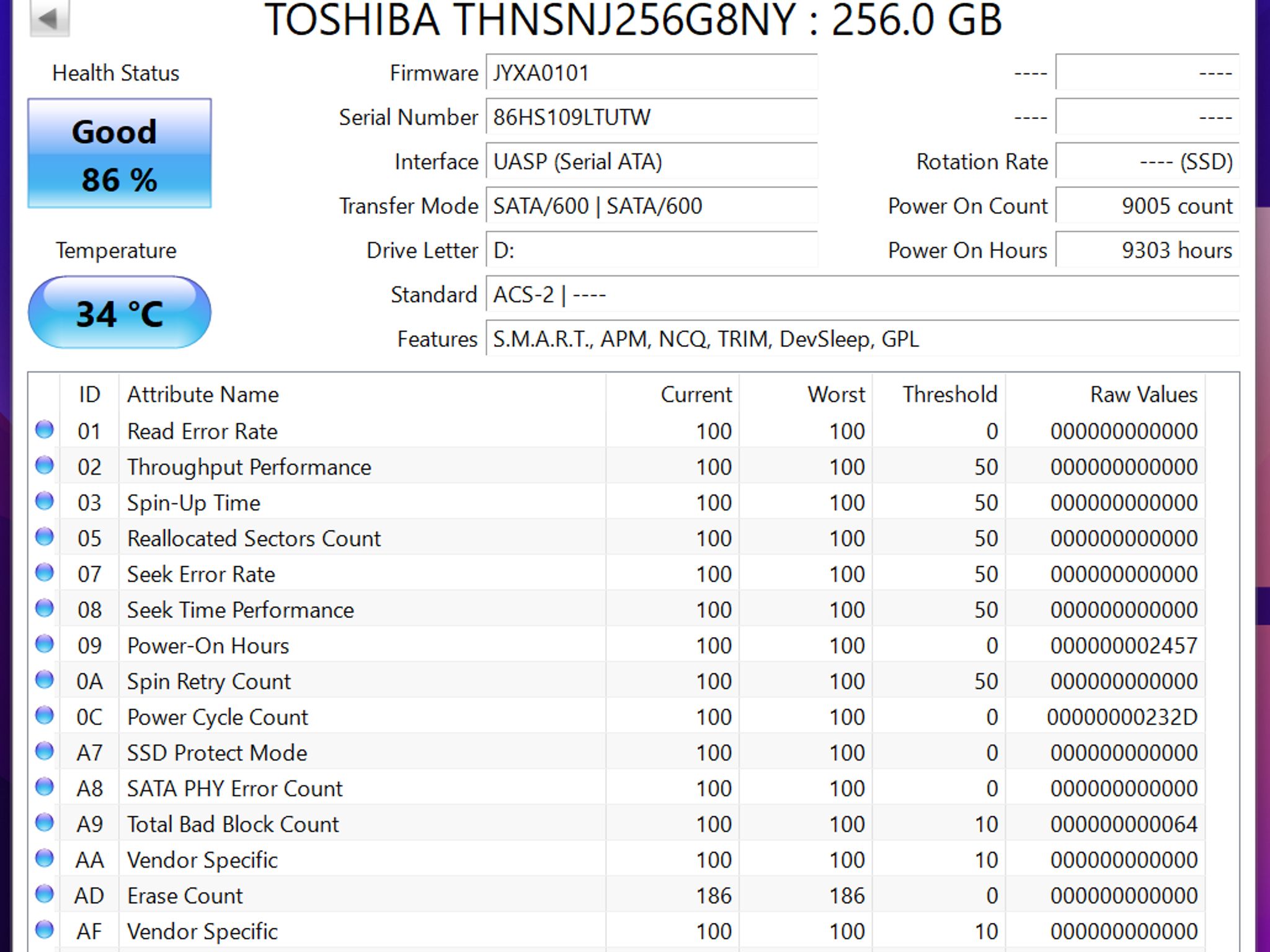 Toshiba HG6 256GB SATA 6Gb/s PCIe 2280 Internal M.2 SSD