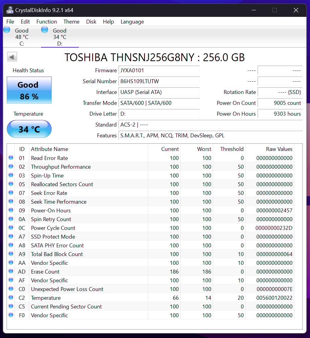Toshiba HG6 256GB SATA 6Gb/s PCIe 2280 Internal M.2 SSD