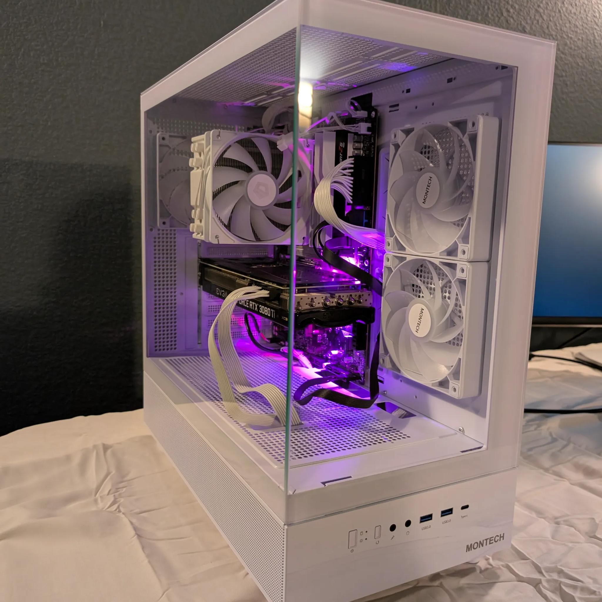 Custom White Gaming PC RTX 3080 Ti, Intel i9-12900K, 32GB DDR5 RAM, 1TB NVME SSD, Z790 Motherboard