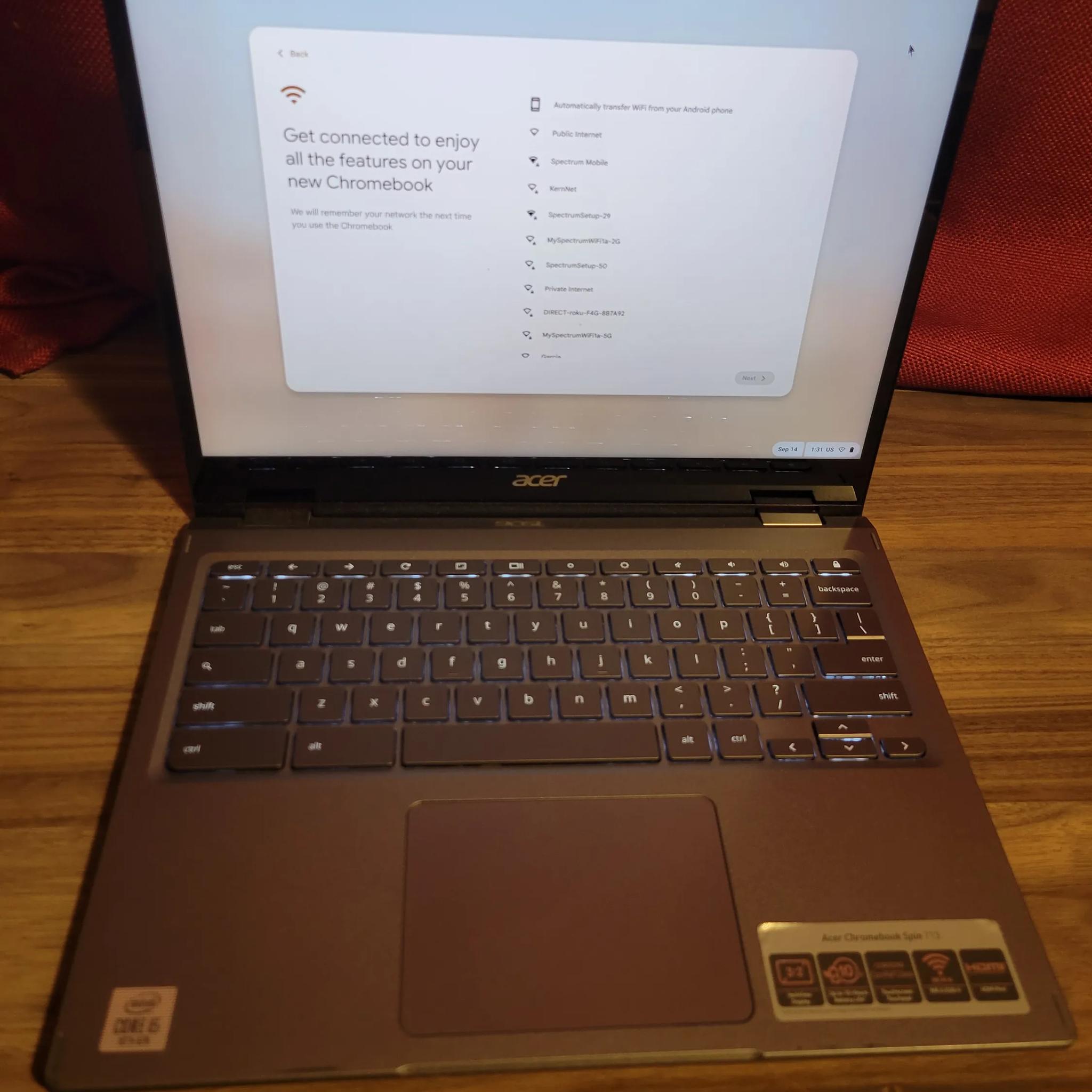 Acer Chromebook Spin 713 - intel i5 - 256gb ssd - 13.5" 2k Touch Screen