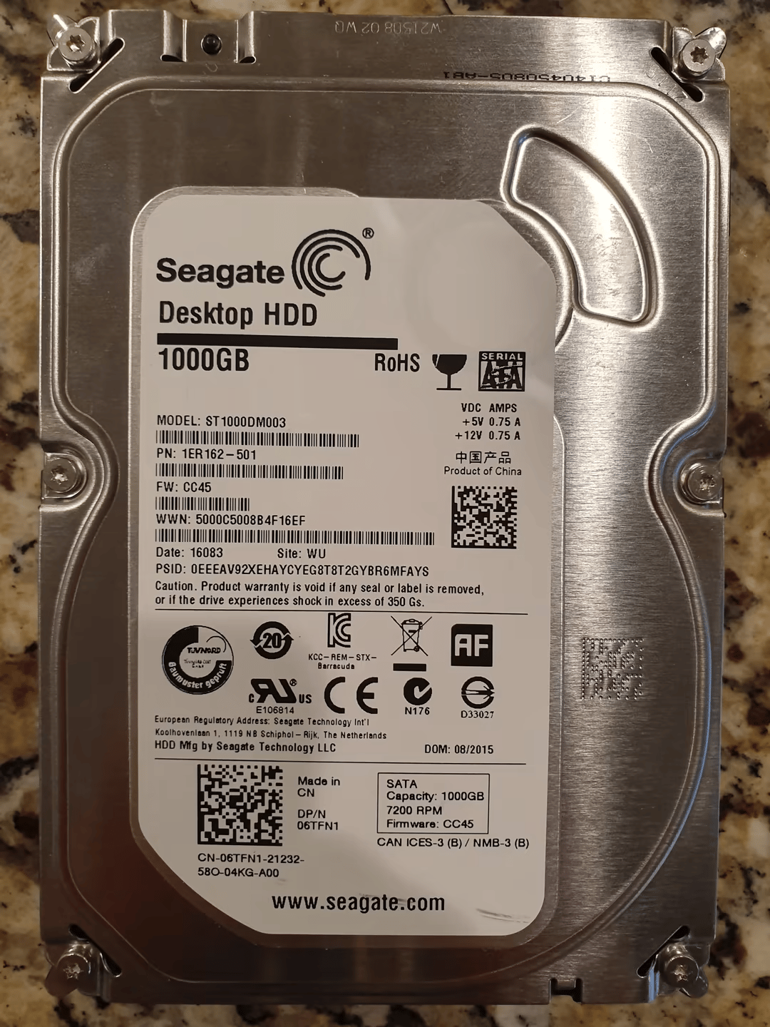 1 TB Seagate Hard Drive 7200RPM 3.5"