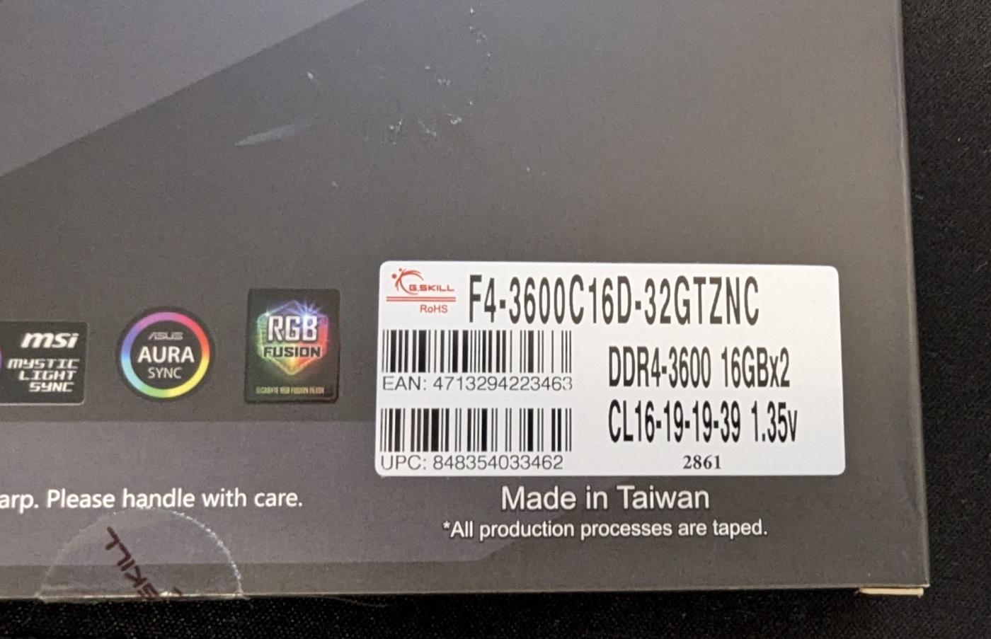 G.Skill TridentZ Neo 32GB(2x16GB)DDR4-3600 C16 Dual Channel Memory Kit - F4-3600C16D-32GTZNC
