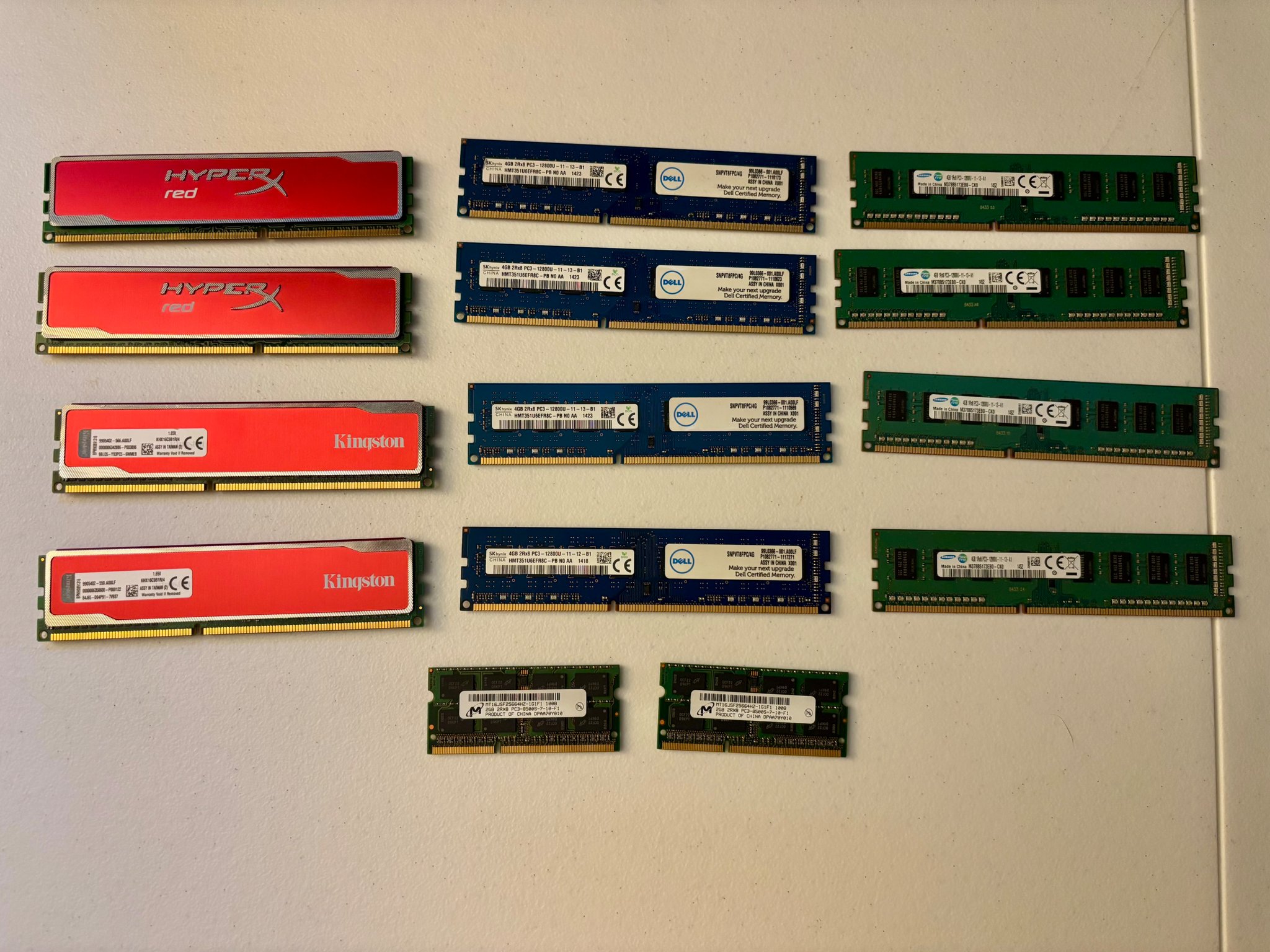 Lot of 12X 4GB DDR3 1600MHz PC3-12800
