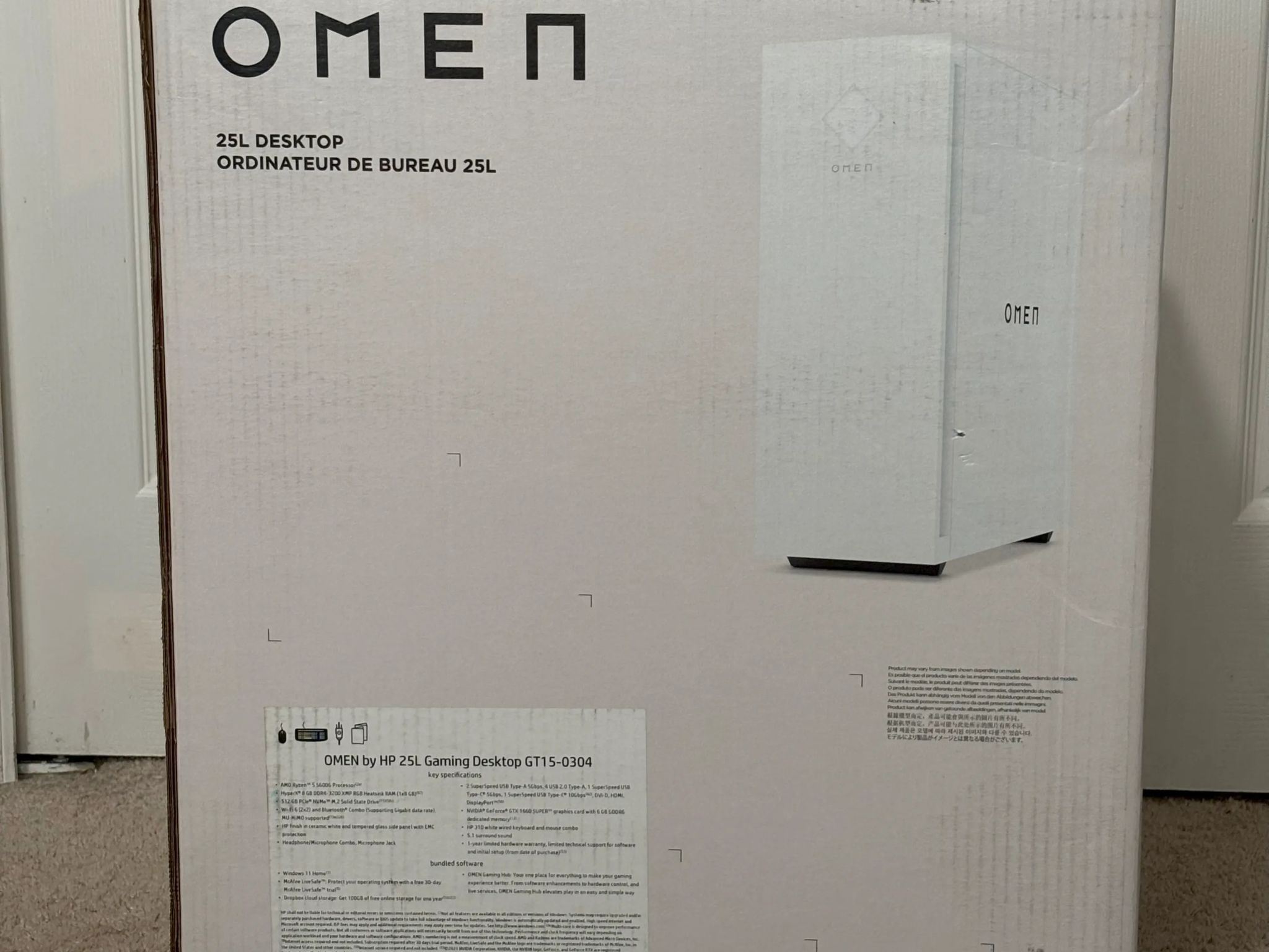 Used Pre-Built White HP Omen 25L AMD Ryzen 5 5600G NVIDIA GeForce GTX 1660 SUPER 8GB VRAM 24GB Ram