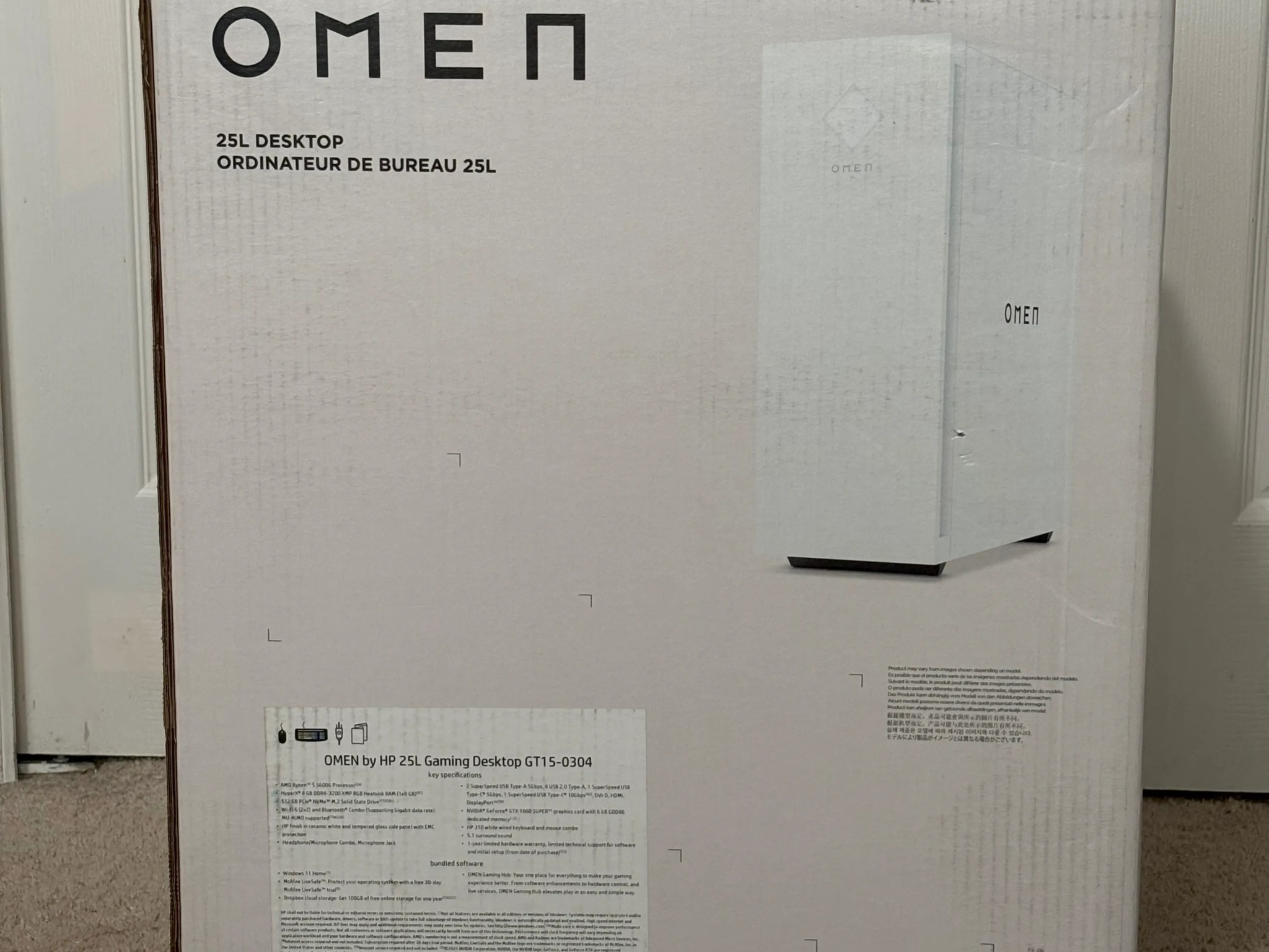 Used Pre-Built White HP Omen 25L AMD Ryzen 5 5600G NVIDIA GeForce GTX 1660 SUPER 8GB VRAM 24GB Ram