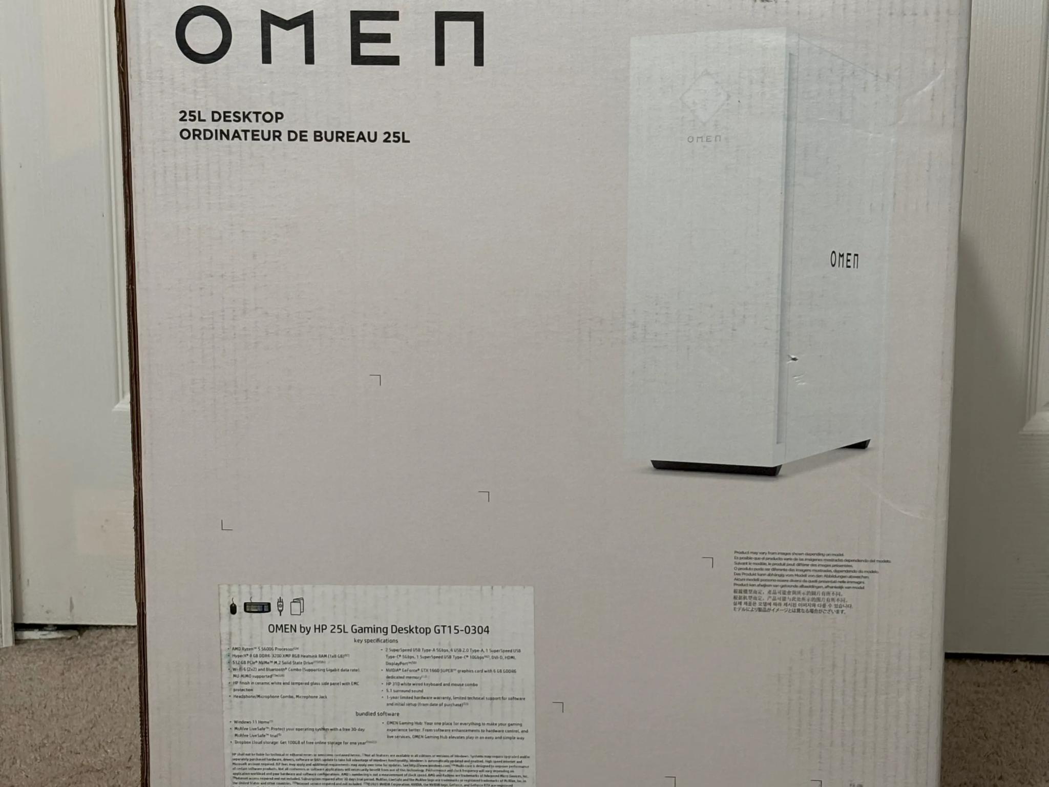 Used Pre-Built White HP Omen 25L AMD Ryzen 5 5600G NVIDIA GeForce GTX 1660 SUPER 8GB VRAM 24GB Ram
