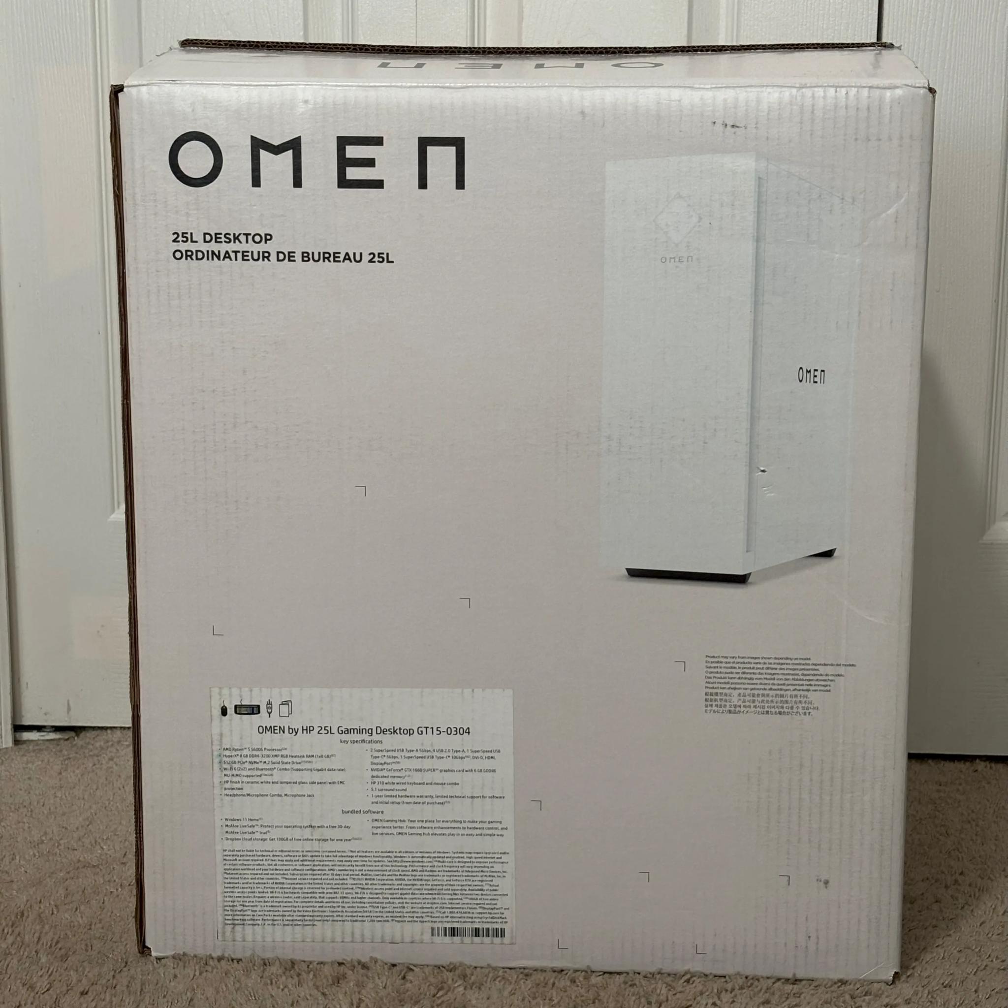 Used Pre-Built White HP Omen 25L AMD Ryzen 5 5600G NVIDIA GeForce GTX 1660 SUPER 8GB VRAM 24GB Ram