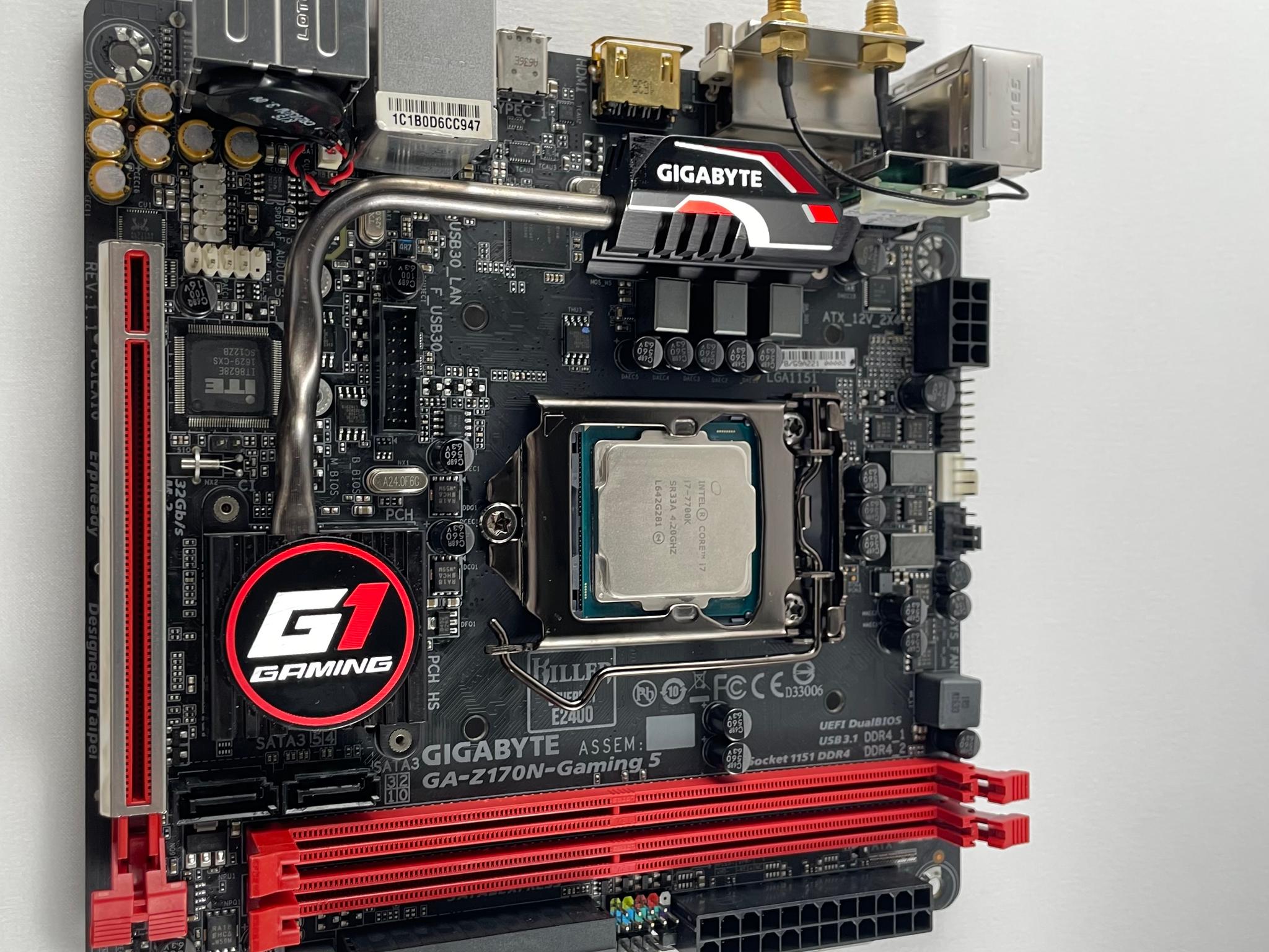Gigabyte GA-Z170N-Gaming 5, mini-ITX MOBO Bundle Intel i7-7700K CPU 16GB (2x8 GB) DDR4 RAM IO Shield