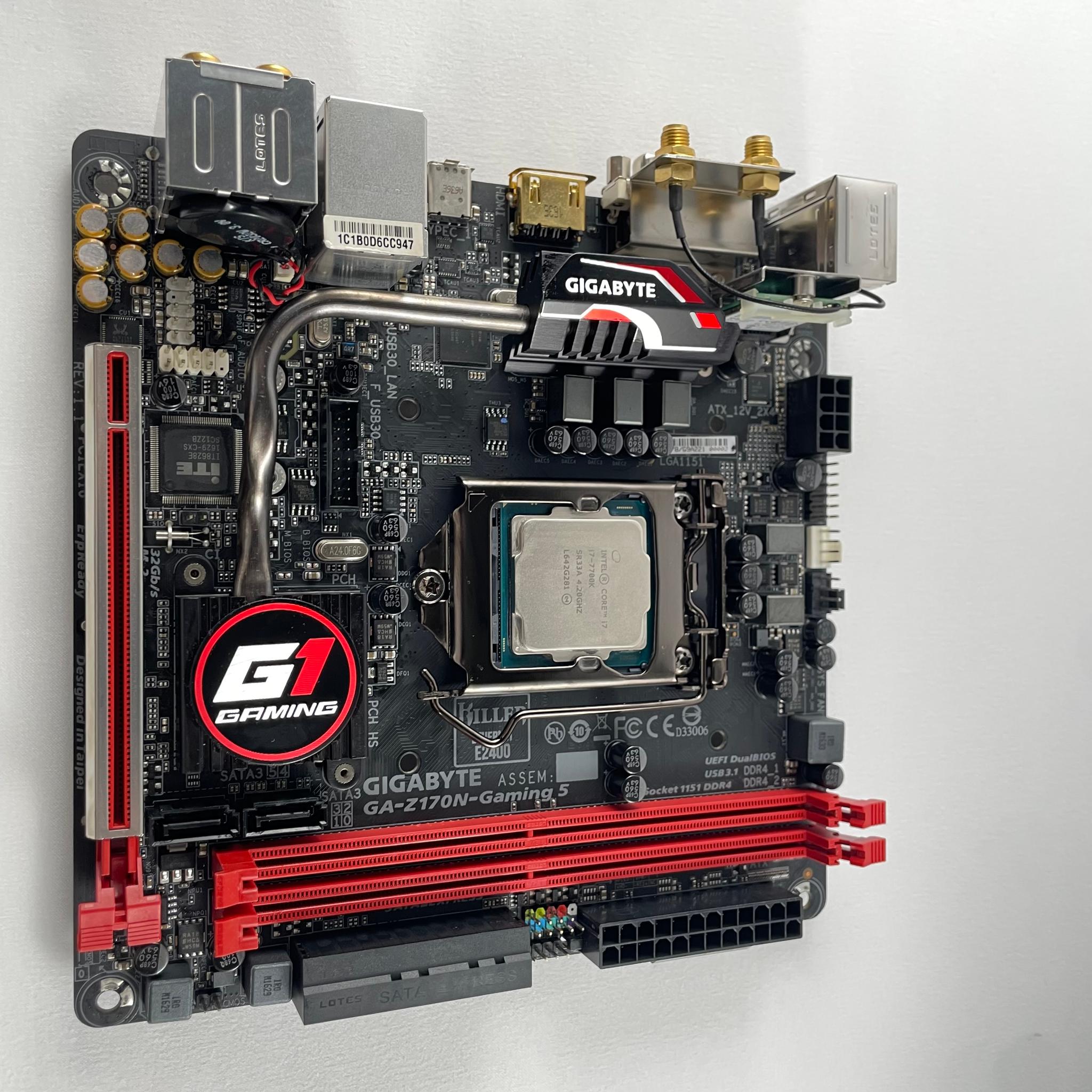 Gigabyte GA-Z170N-Gaming 5, mini-ITX MOBO Bundle Intel i7-7700K CPU 16GB (2x8 GB) DDR4 RAM IO Shield
