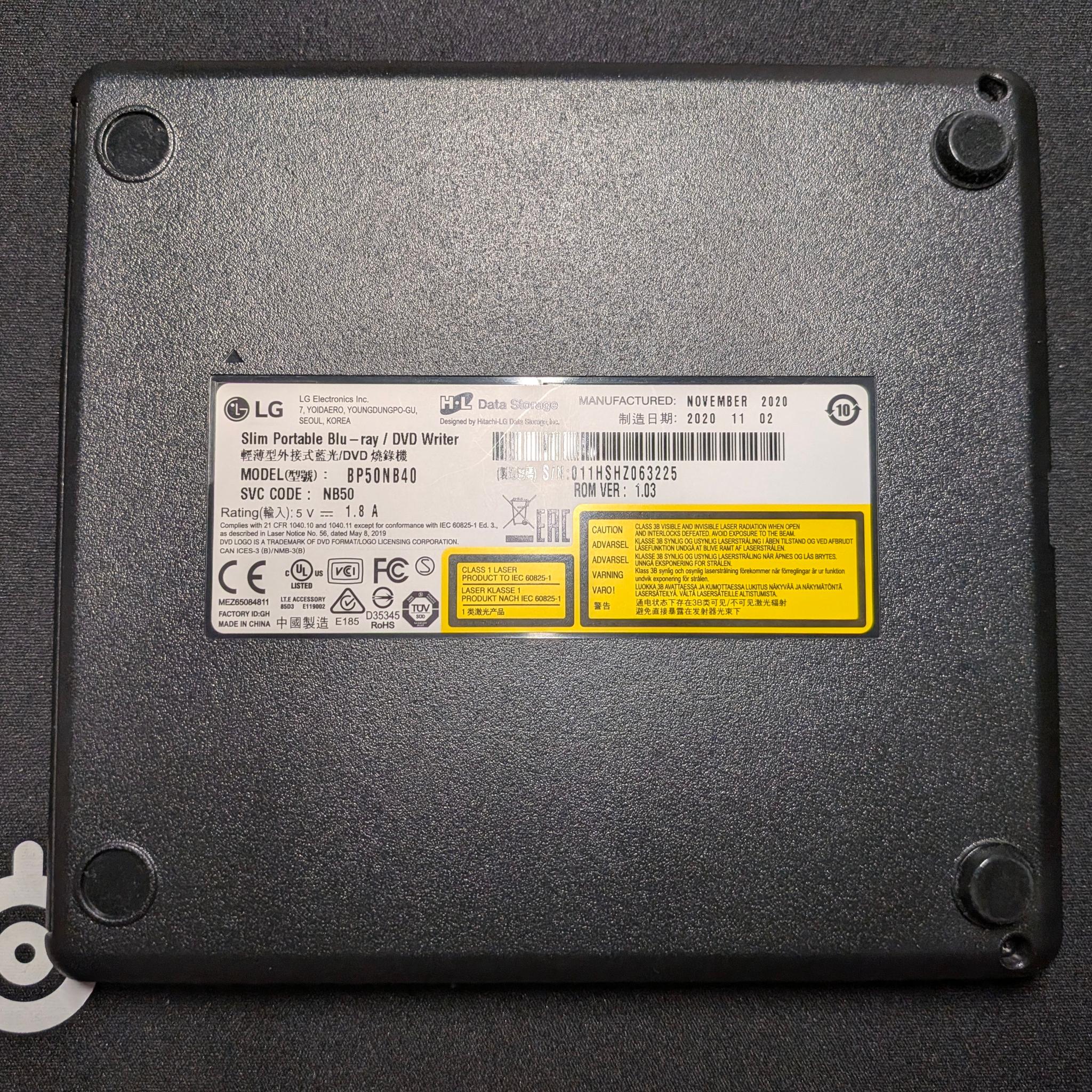 LG BP50NB40 External Blu-Ray Writer