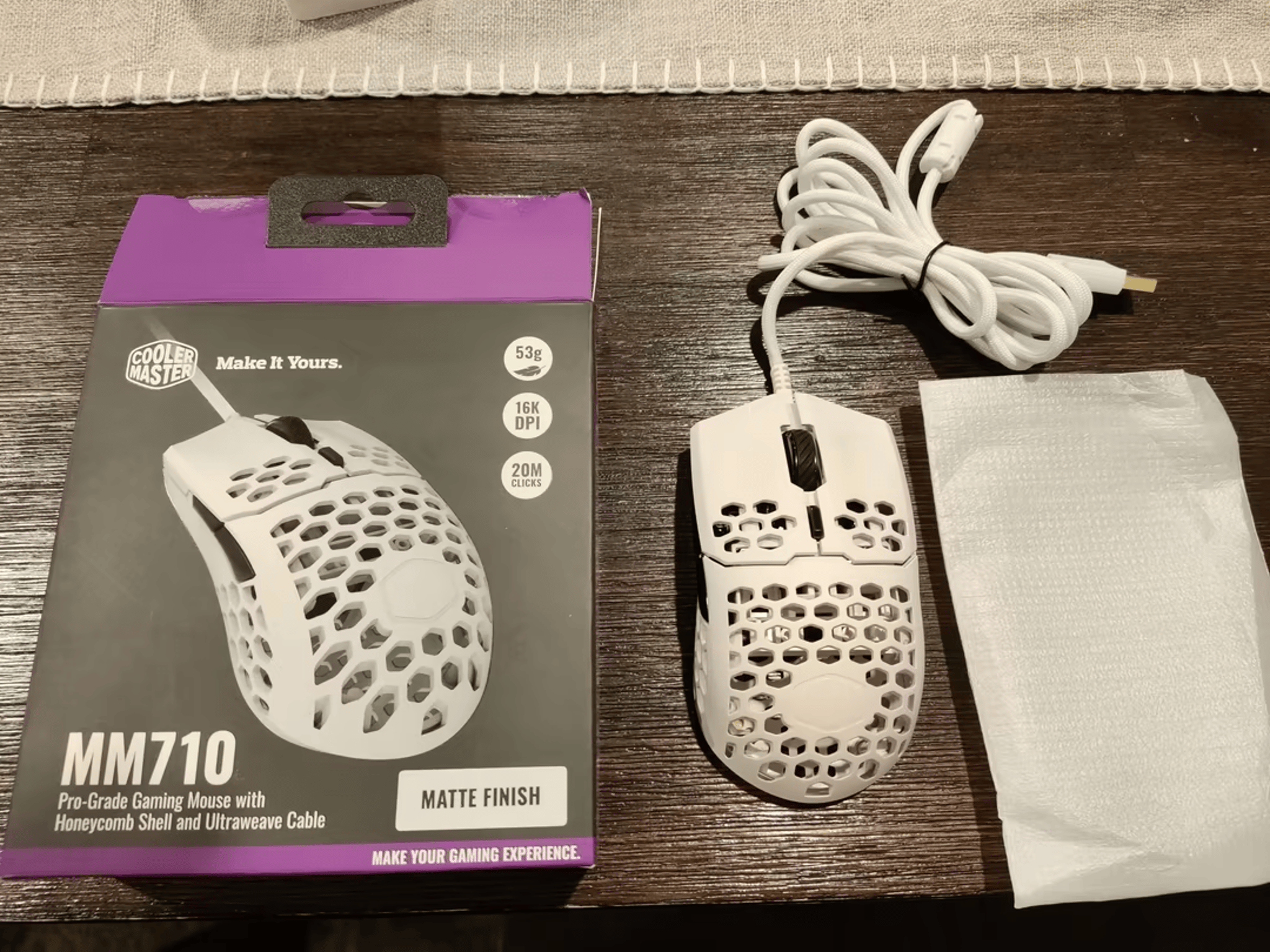 Cooler Master MM710 Matte White Ultralight Wired Mouse