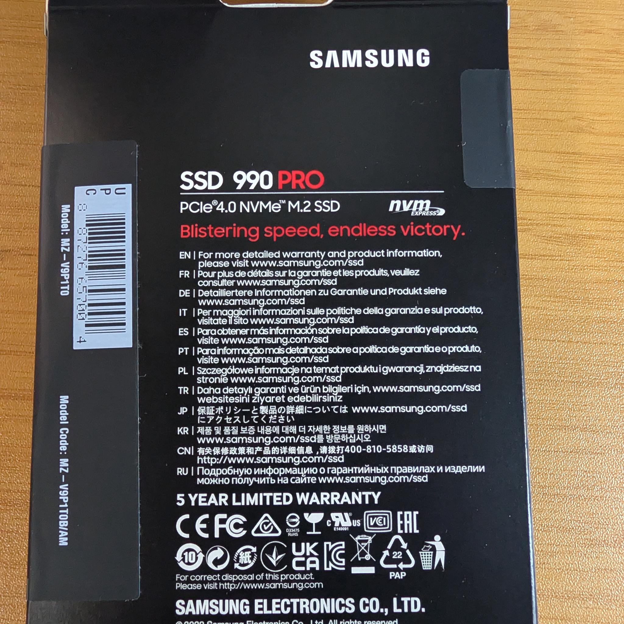 [Brand New Sealed] SAMSUNG 990 PRO 1TB PCIe 4.0 NVMe SSD