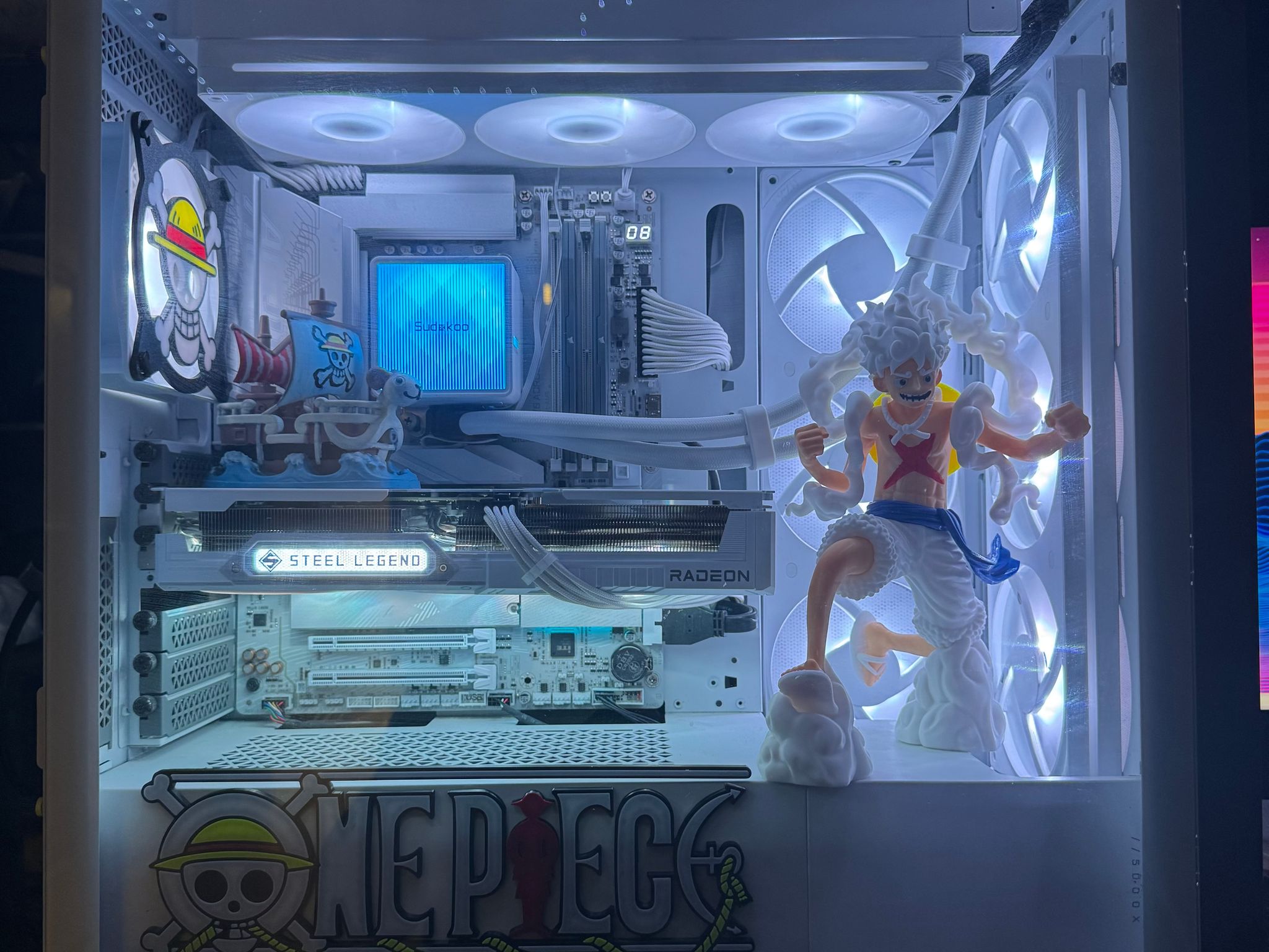 One Piece Inspired White Gaming PC | Gear 5 Theme | Ryzen 5 9600X | RX 9060 XT 16GB | 32GB DDR5 2TB