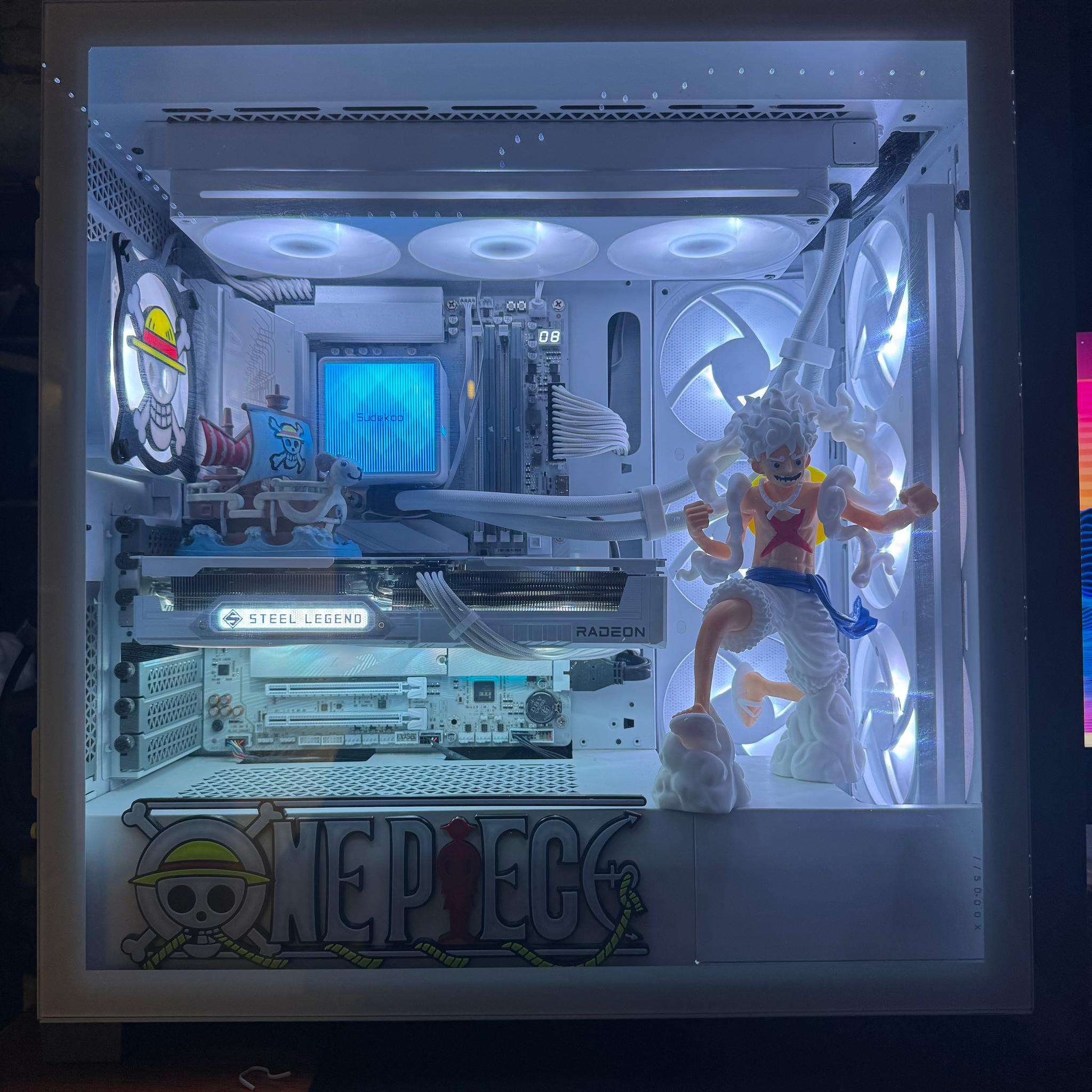 One Piece Inspired White Gaming PC | Gear 5 Theme | Ryzen 5 9600X | RX 9060 XT 16GB | 32GB DDR5 2TB