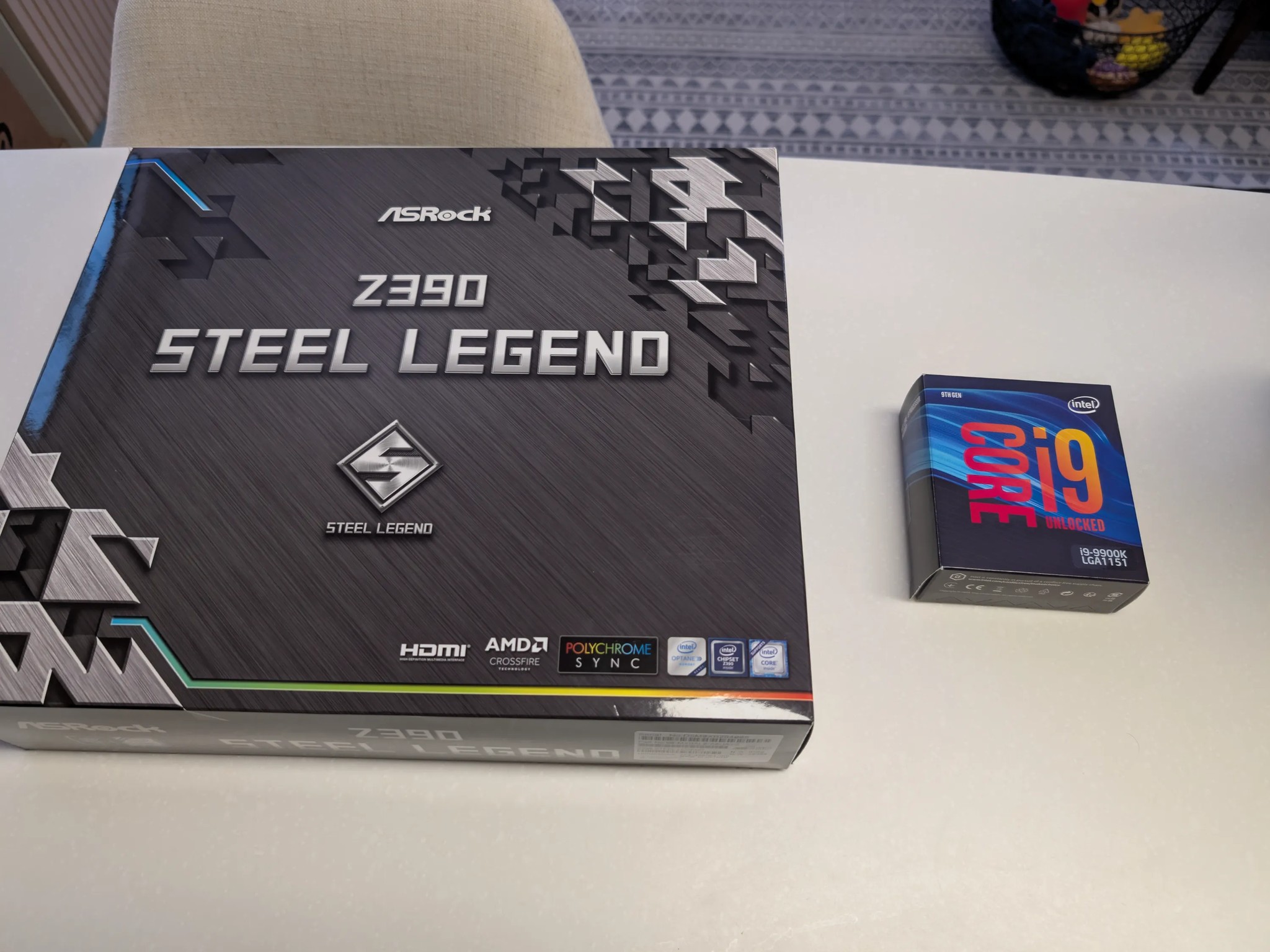 i9-9900k,  Asrock z390 Steel Legend, Plus memory and Wifi Card