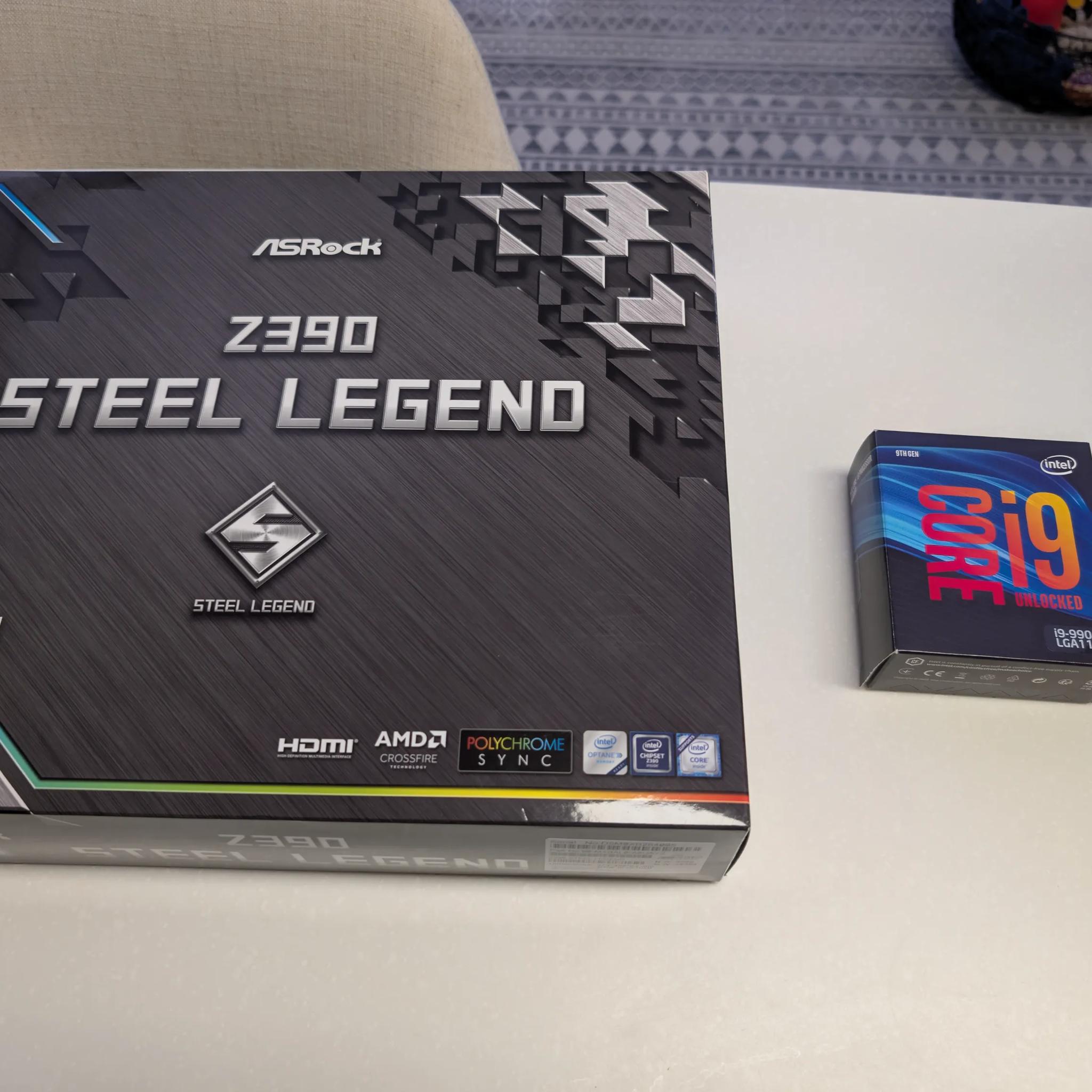 i9-9900k,  Asrock z390 Steel Legend, Plus memory and Wifi Card