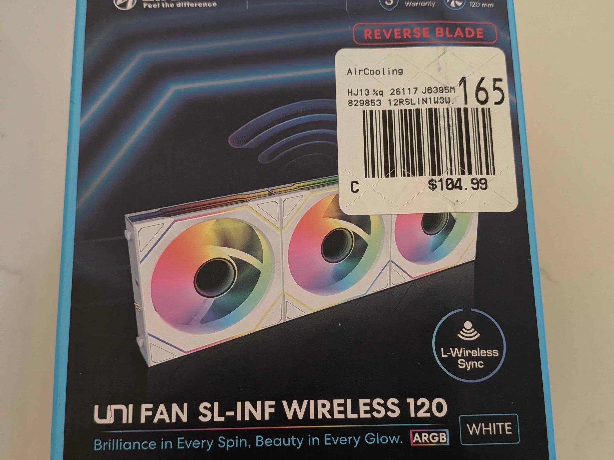 NEW SEALED Lian Li UNI FAN SL-Infinity Wireless 120 Reverse Blade (3 Pack)