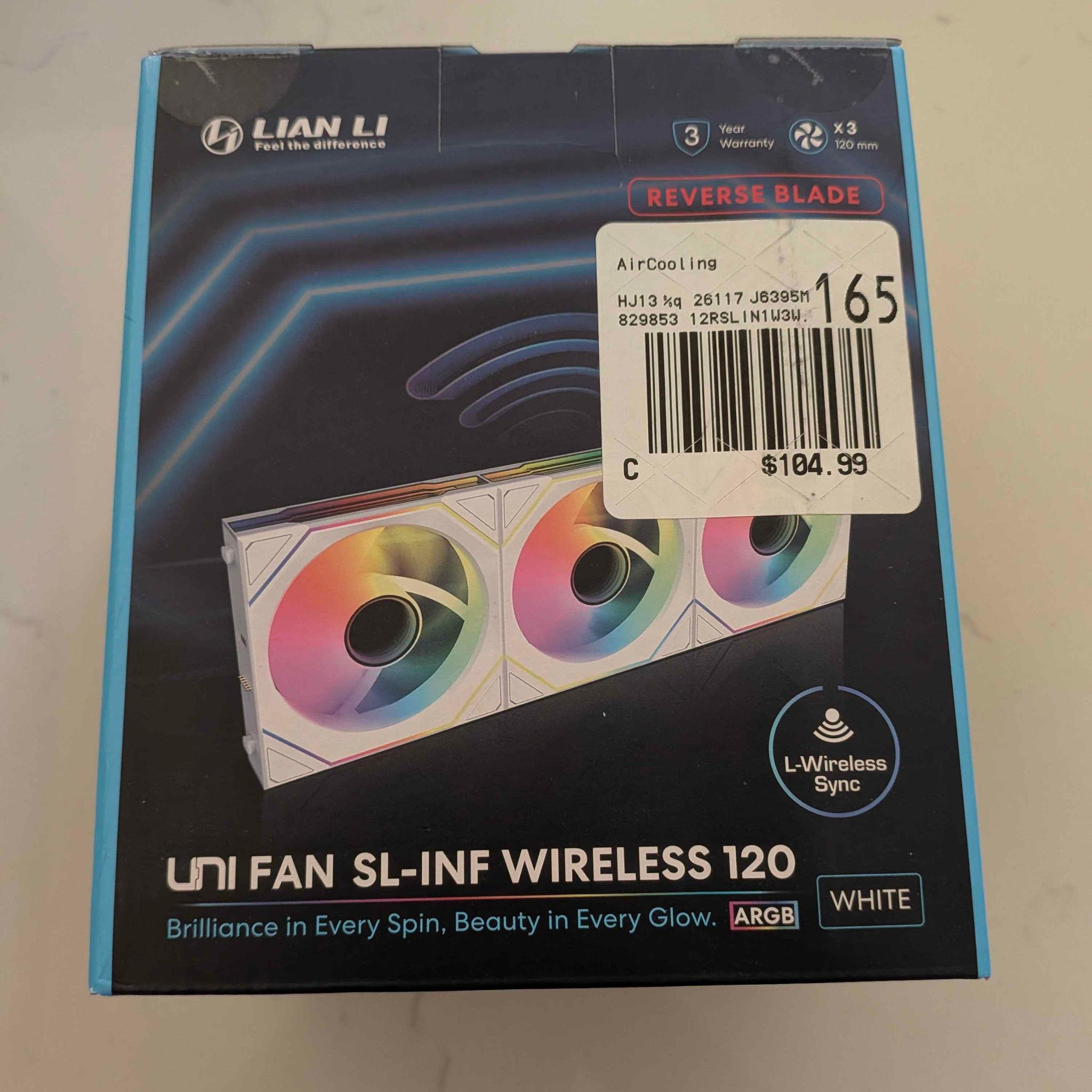 NEW SEALED Lian Li UNI FAN SL-Infinity Wireless 120 Reverse Blade (3 Pack)