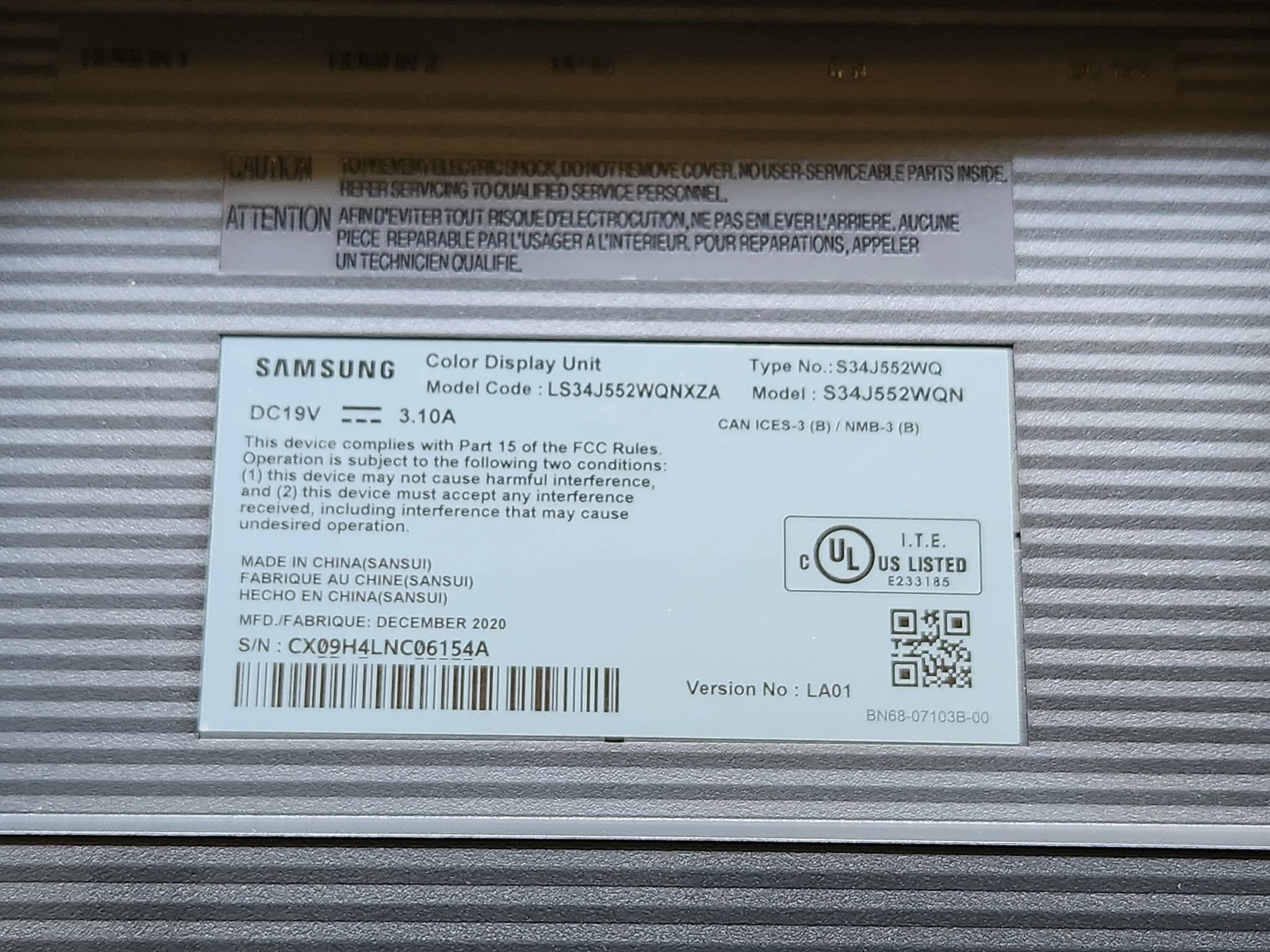 Samsung 34" Ultrawide 1440p Monitor, 75Hz, Freesync Ultimate