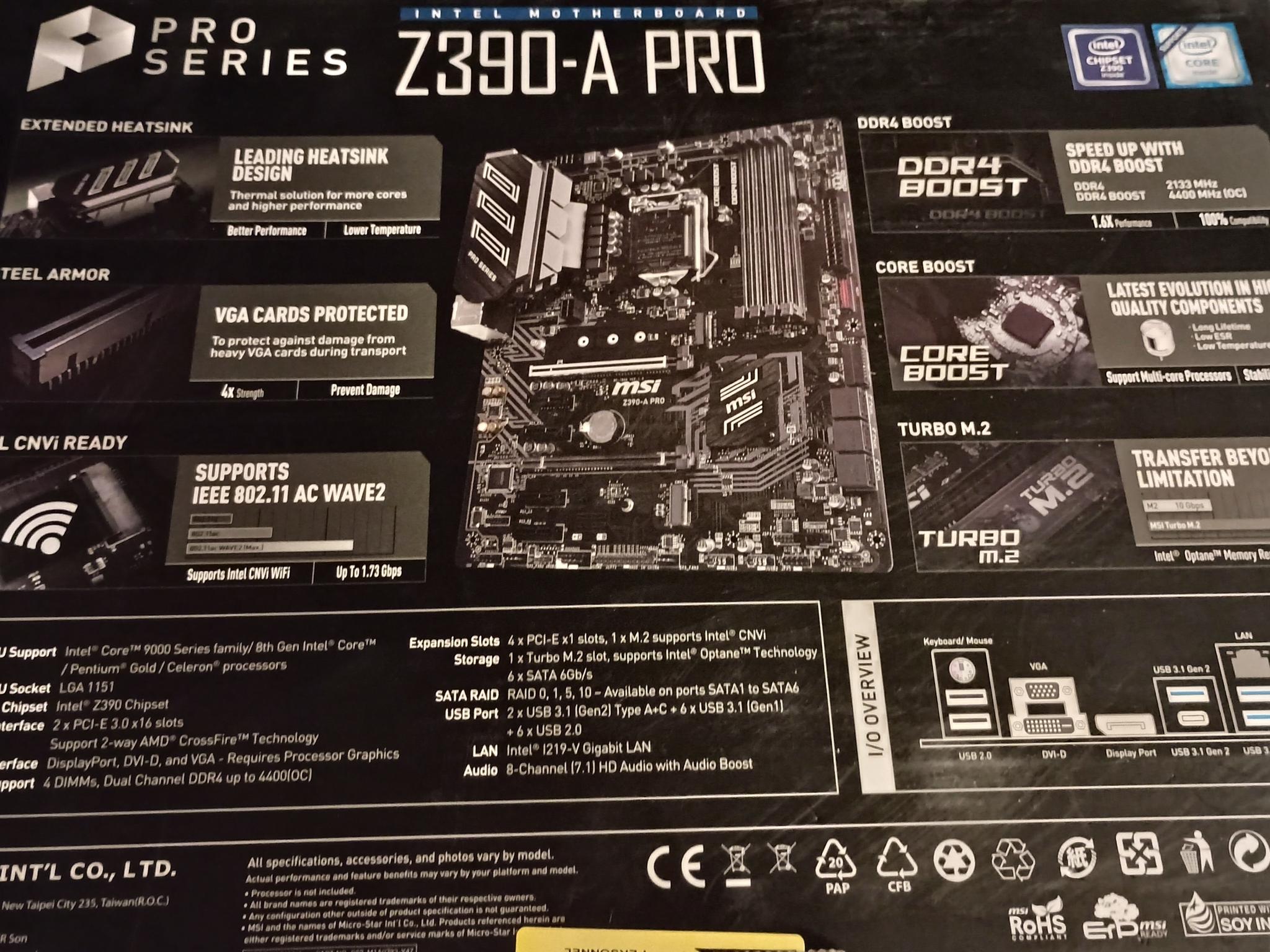 MSI Z390-A Pro Motherboard + CPU