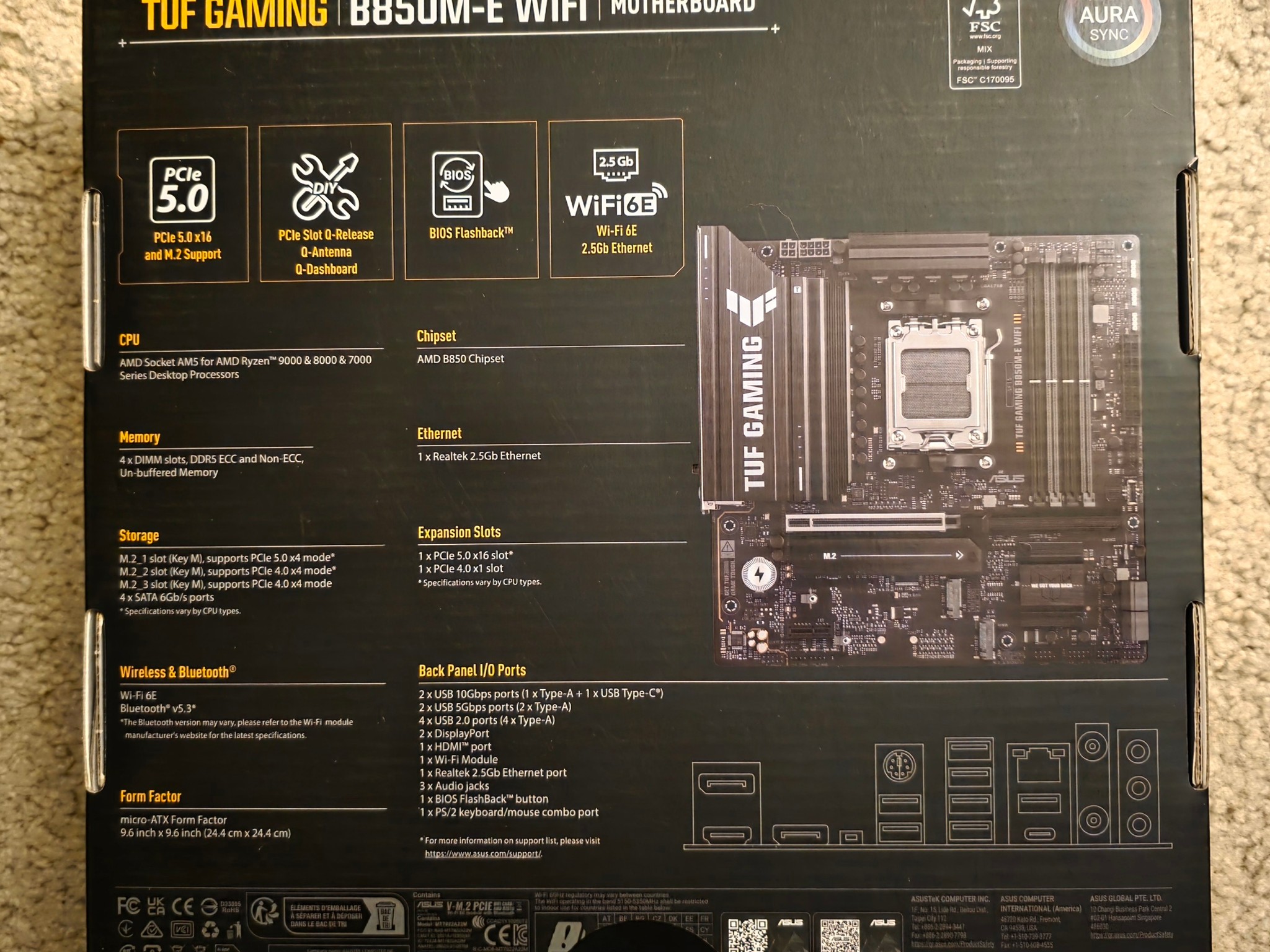 ASUS TUF GAMING B850M-E WIFI AM5 mATX Motherboard Brand New Sealed