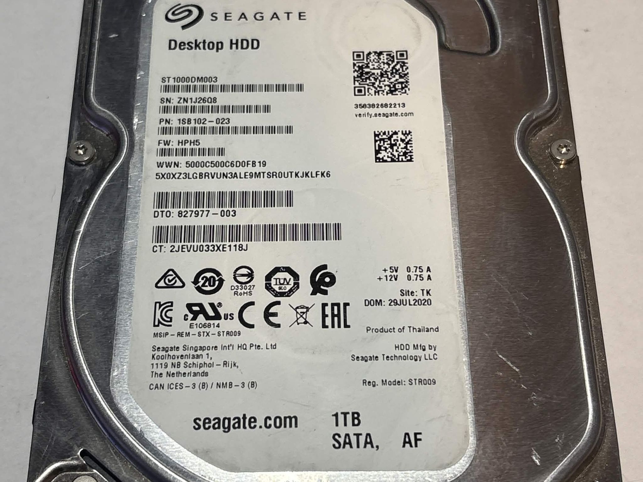 Seagate 1TB 7200RPM SATA Hard Drive | Tested & Healthy