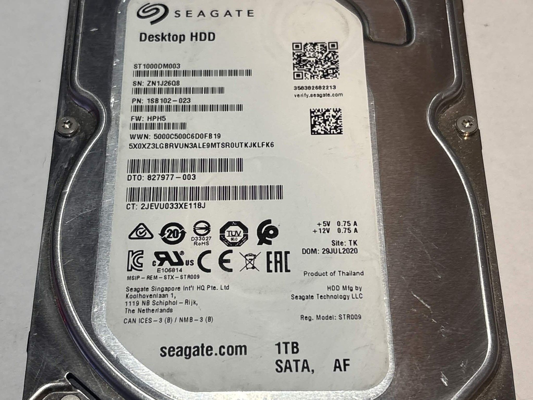 Seagate 1TB 7200RPM SATA Hard Drive | Tested & Healthy