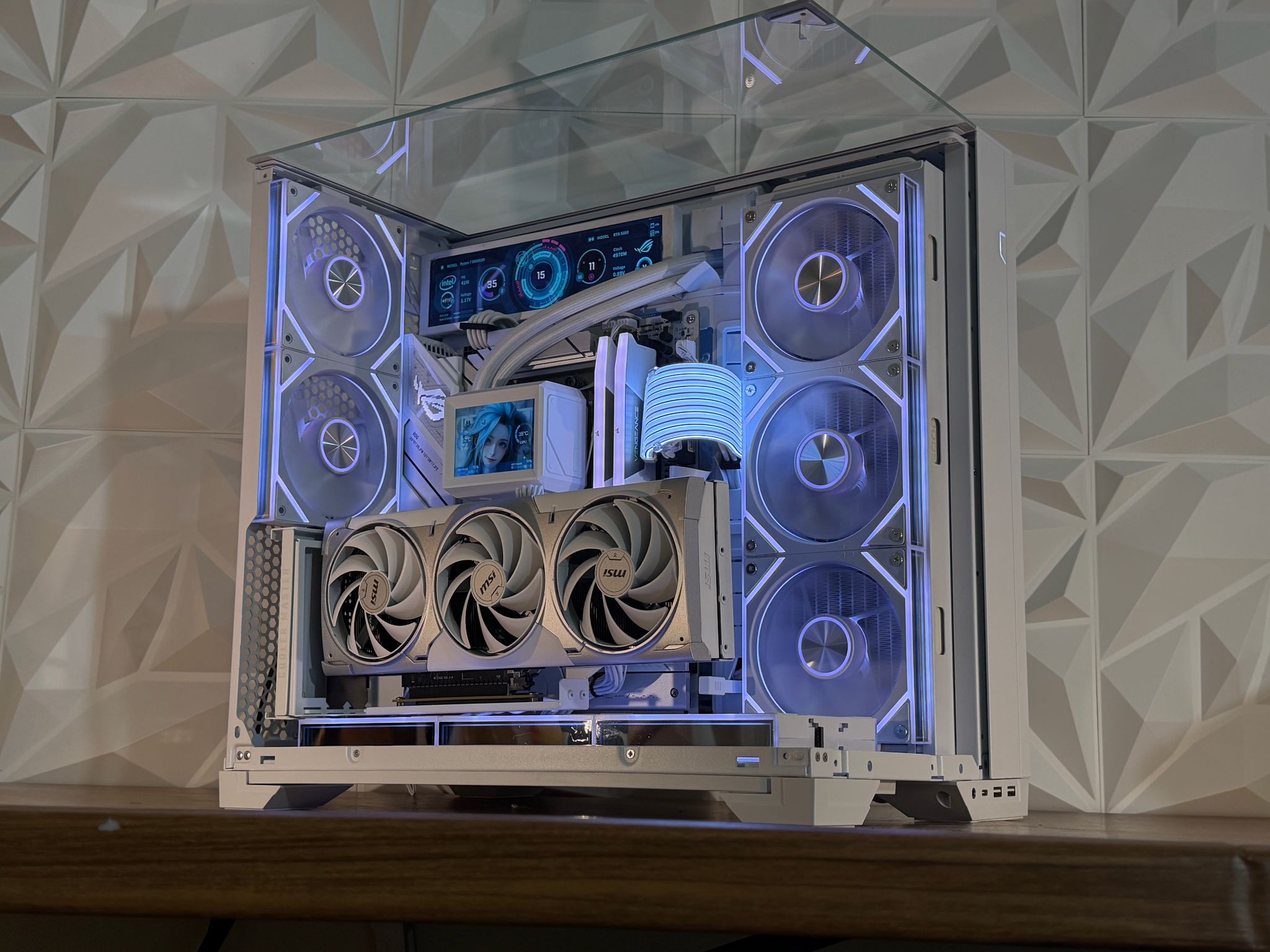 🤍❄️  RTX 5080 | R7 9800X3D | 32GB DDR5 | 2TB | Dual LCD | W11 Pro “FROST MIRAGE” PC |❄️🤍