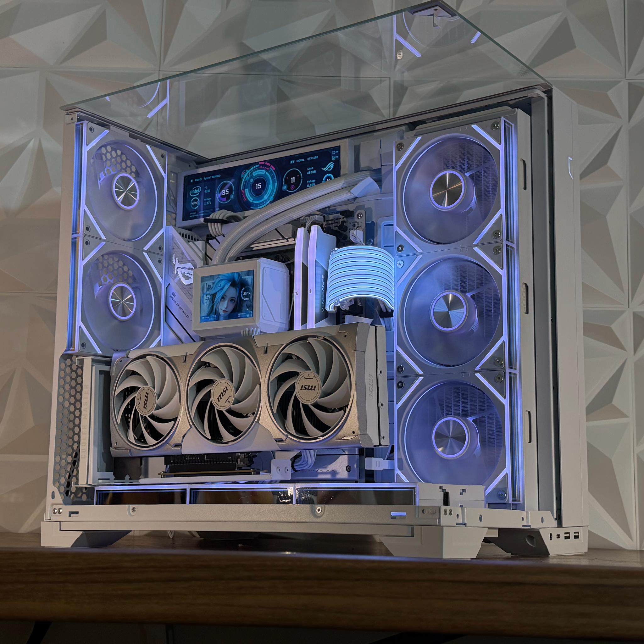 🤍❄️  RTX 5080 | R7 9800X3D | 32GB DDR5 | 2TB | Dual LCD | W11 Pro “FROST MIRAGE” PC |❄️🤍