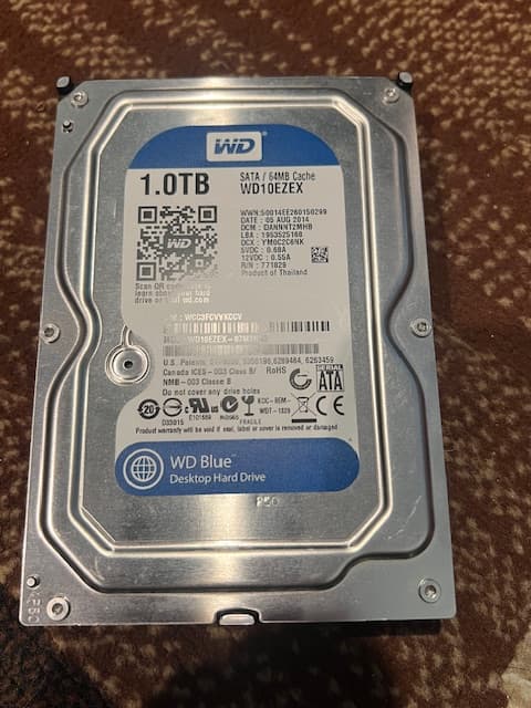 Western Digital Blue 1 TB Internal Hard Drive HDD Sata 3.5 Inch.