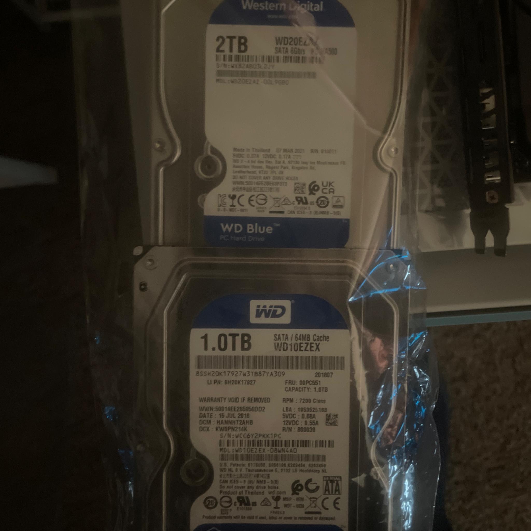 Western Digital Blue HDD 1 & 2 TB