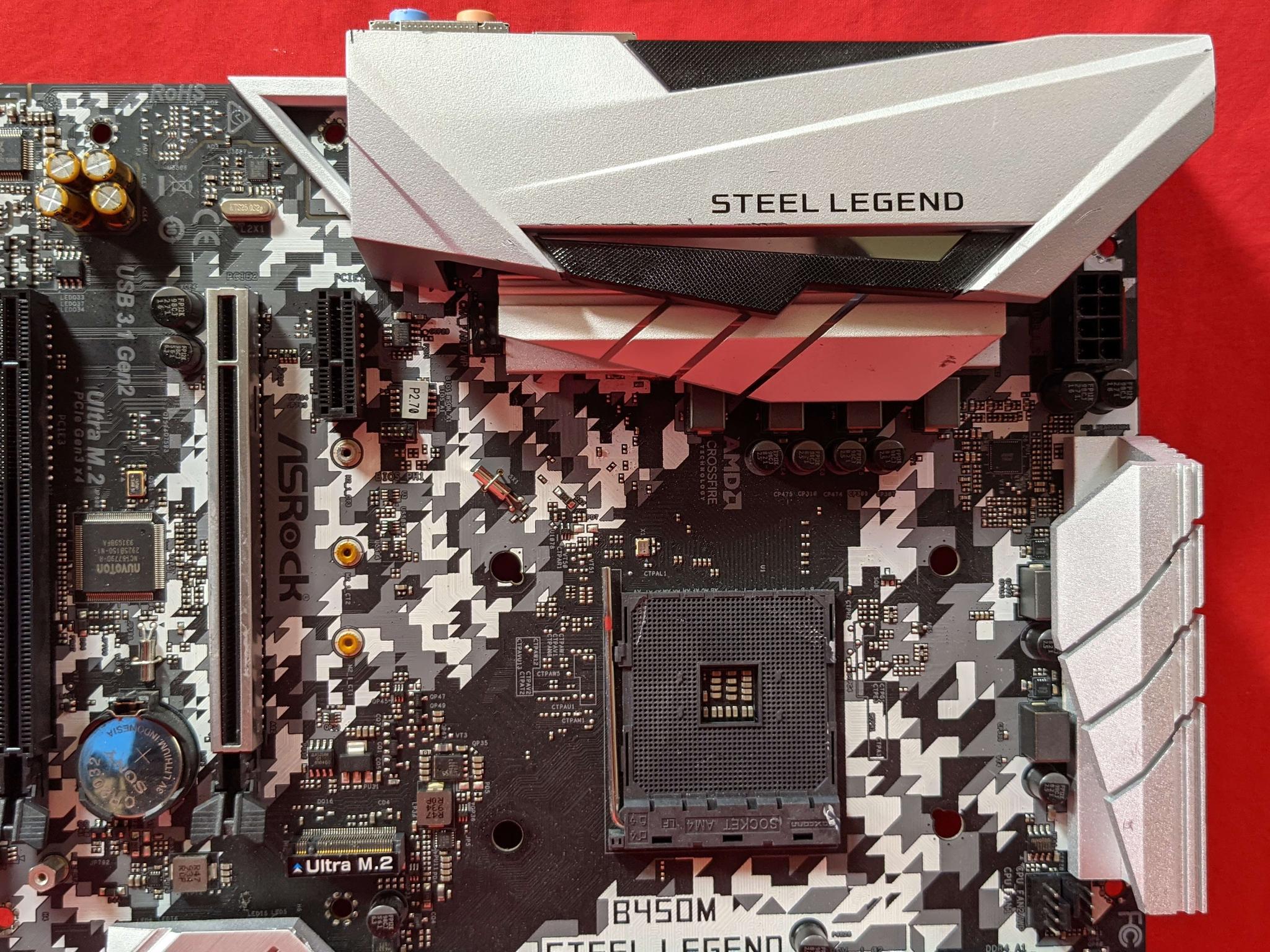*AS IS/FOR REPAIR* ASRock B450M Steel Legend AMD Socket AM4 DDR4 MicroATX Desktop Motherboard No I/O