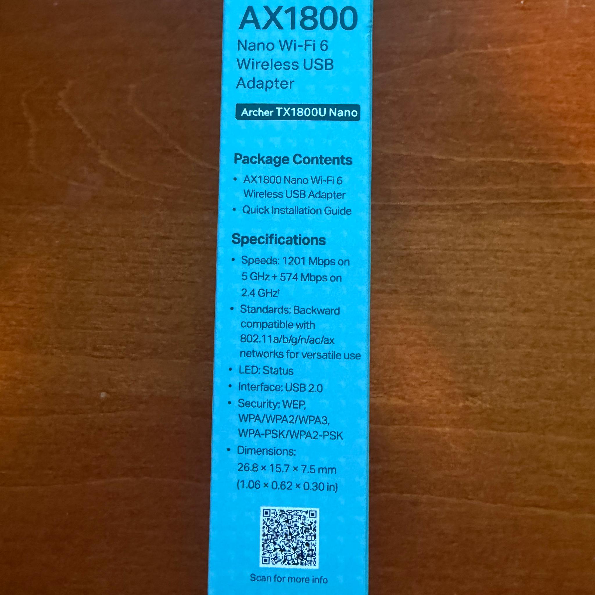 AX1800 Nano Wi-Fi 6 Wireless USB Adapter