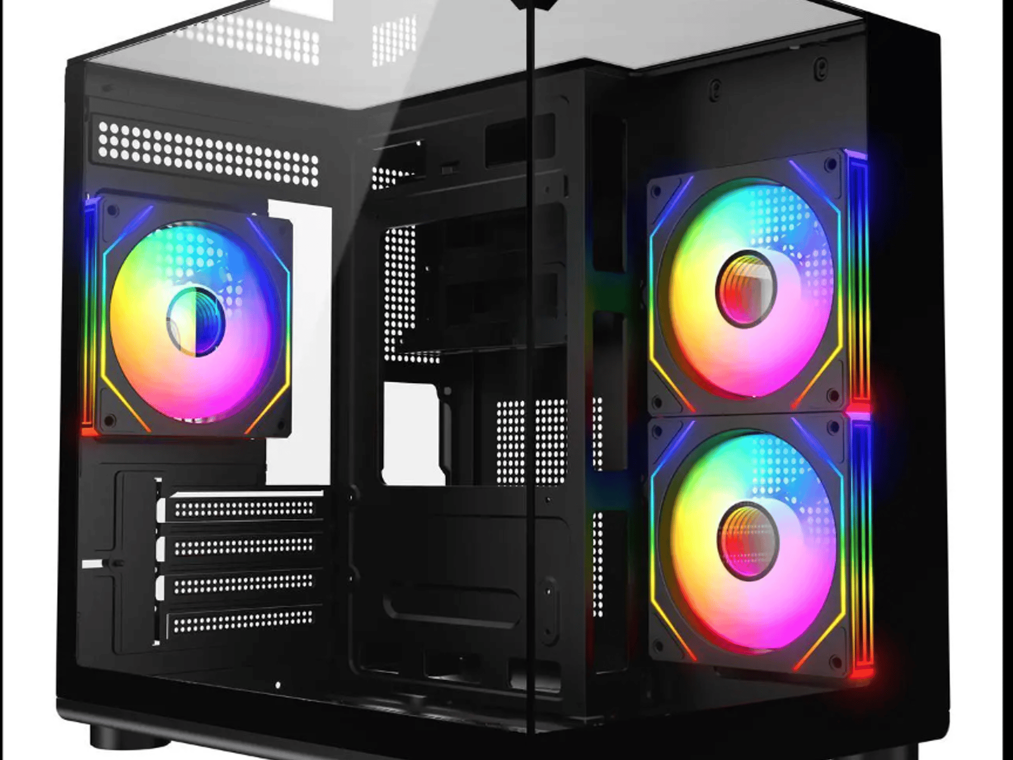 3 glass panel infinity fan case x3 120mm fans