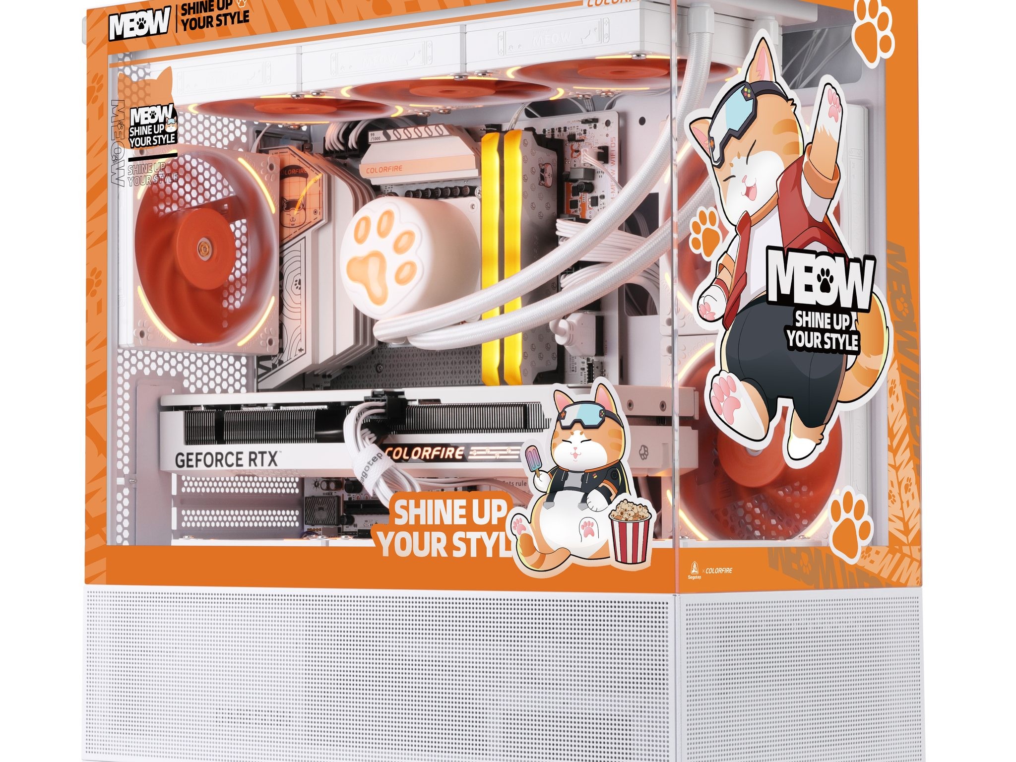 Combo Cooler-Case-Fan Segotep Memphis-S Meow  M-ATX  Case, AIO BeIced II 360, ARGB Fan Meow Edition