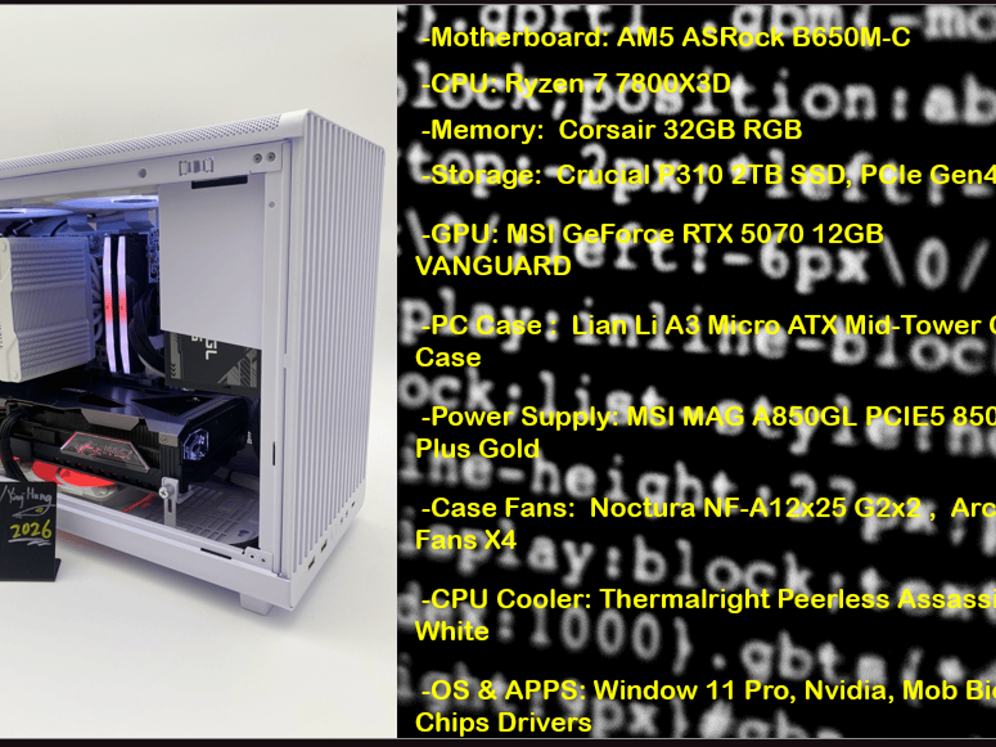 "Panda 1440P" | 7800X3D | 32GB DDR5 | 2TB | MSI 5070 Vanguard|