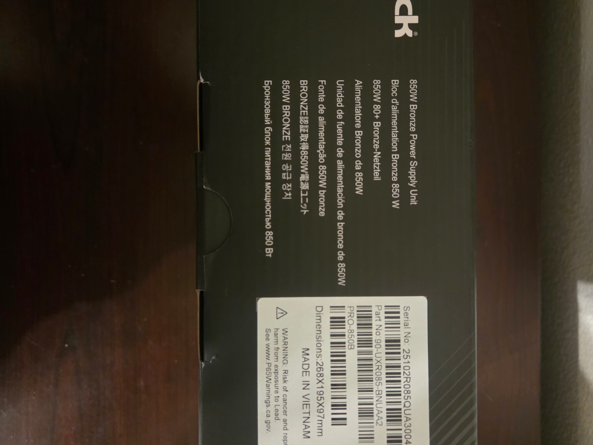 Pro-850B "Pro Series Power Supply" ASROCK
